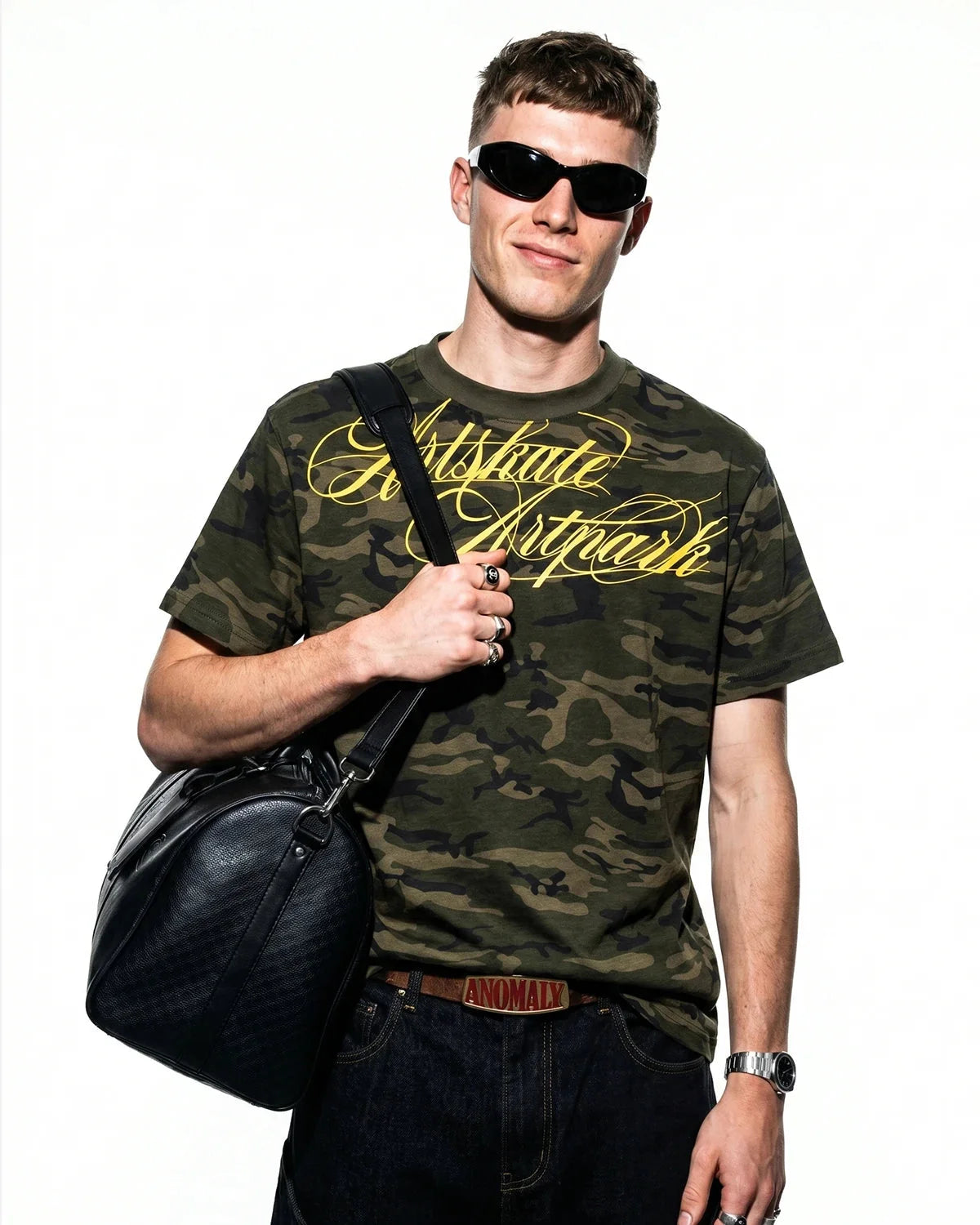 Omygoods Camo Script Boxy T-Shirt