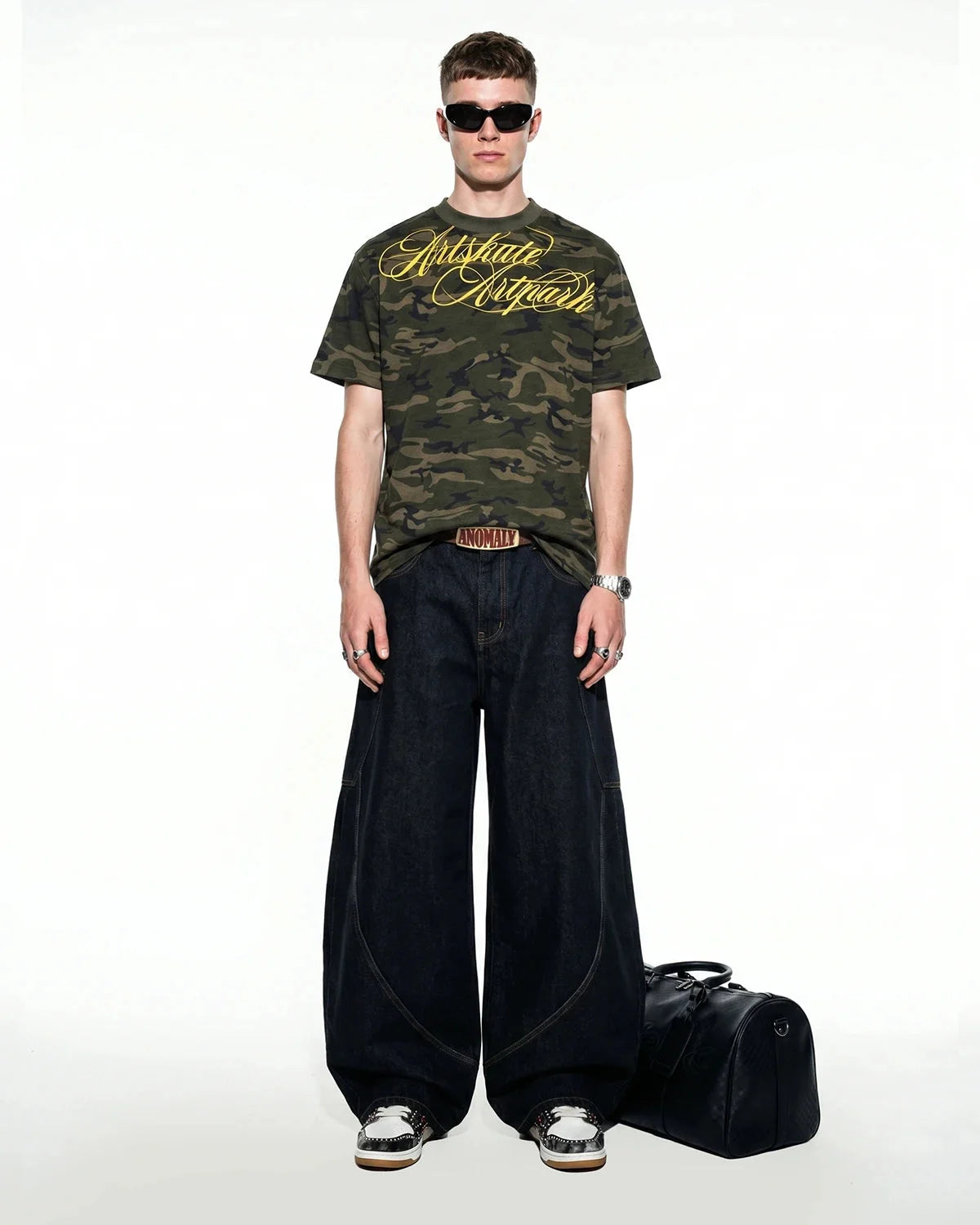 Omygoods Camo Script Boxy T-Shirt