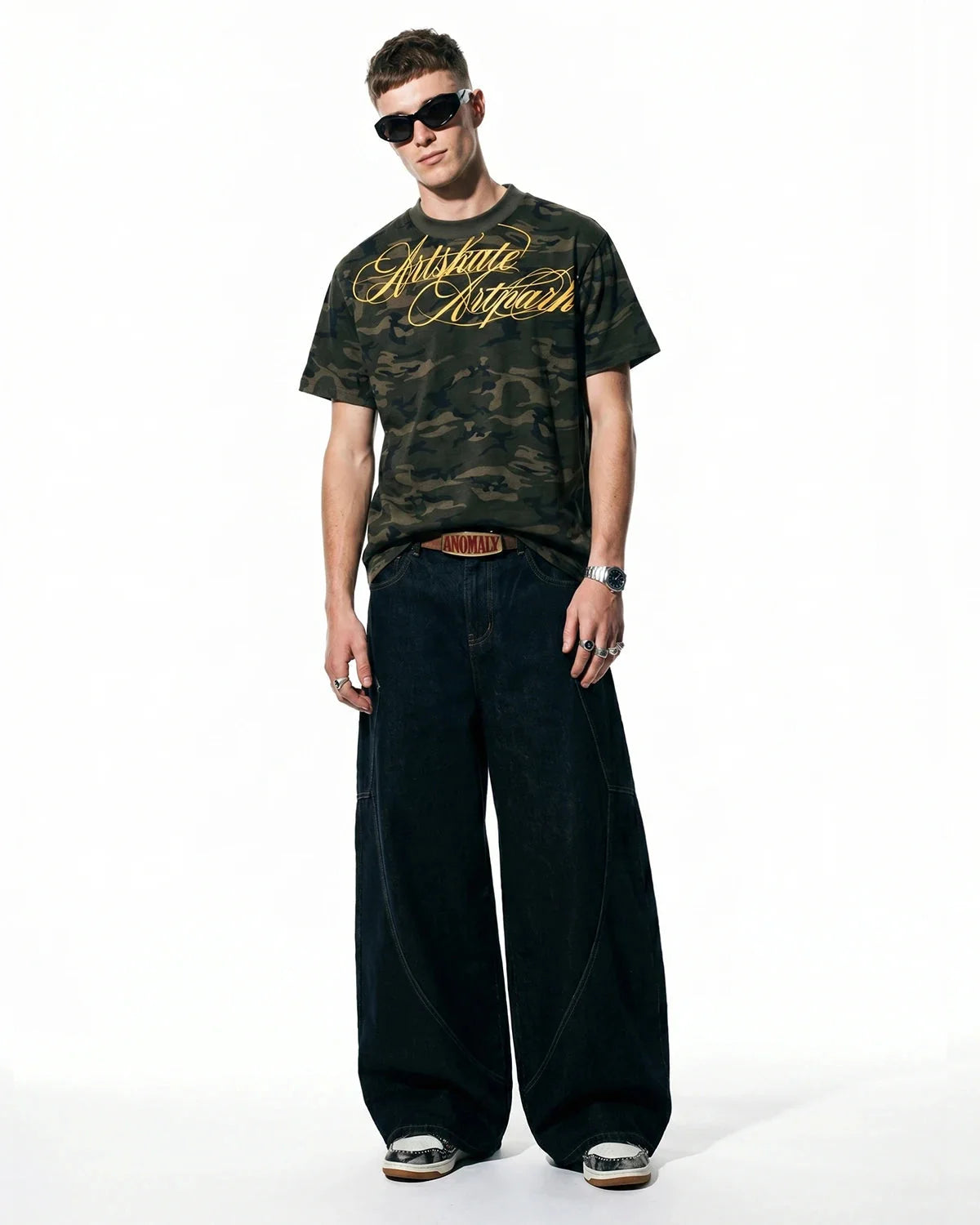 Omygoods Camo Script Boxy T-Shirt