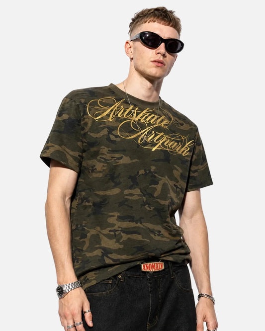 Omygoods Camo Script Boxy T-Shirt