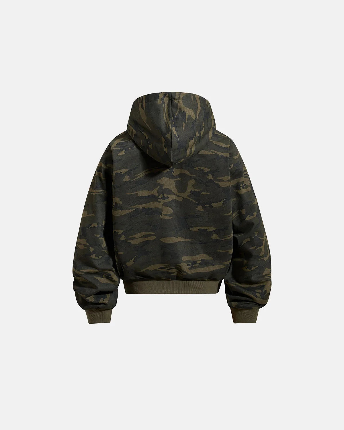 Omygoods Camo Script Graphic Cropped Hoodie