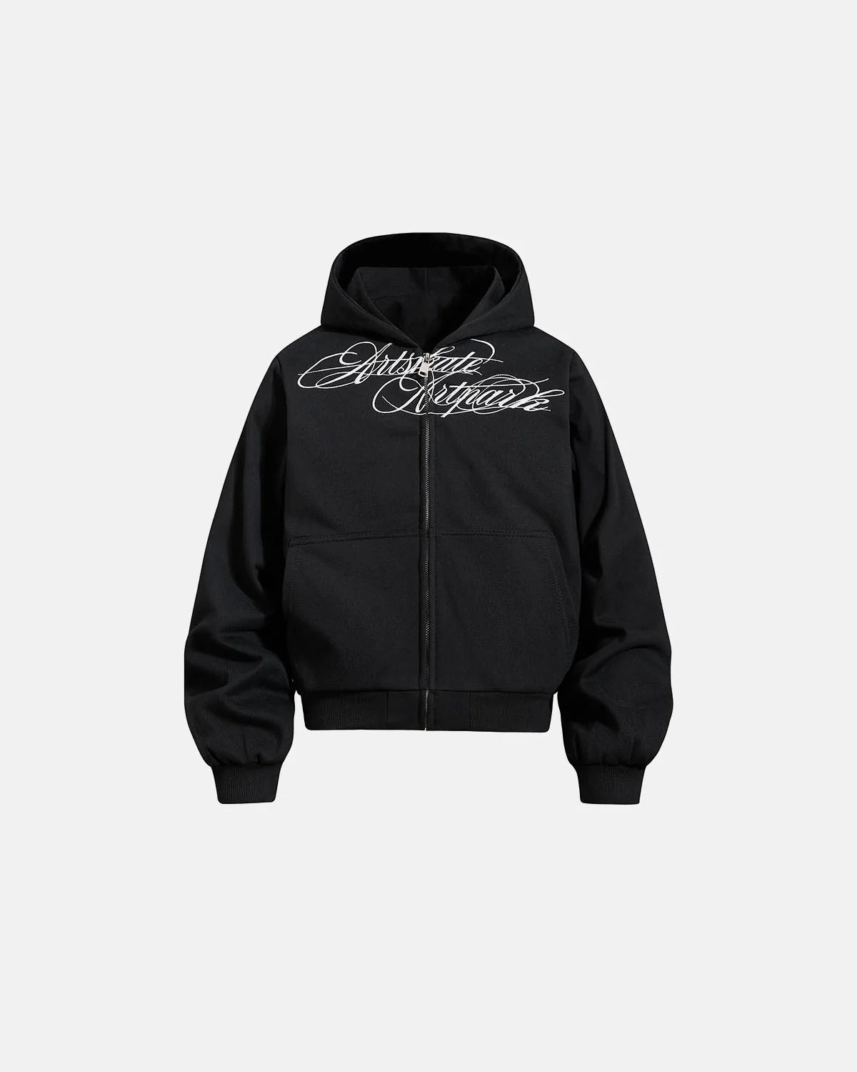Omygoods Camo Script Graphic Cropped Hoodie