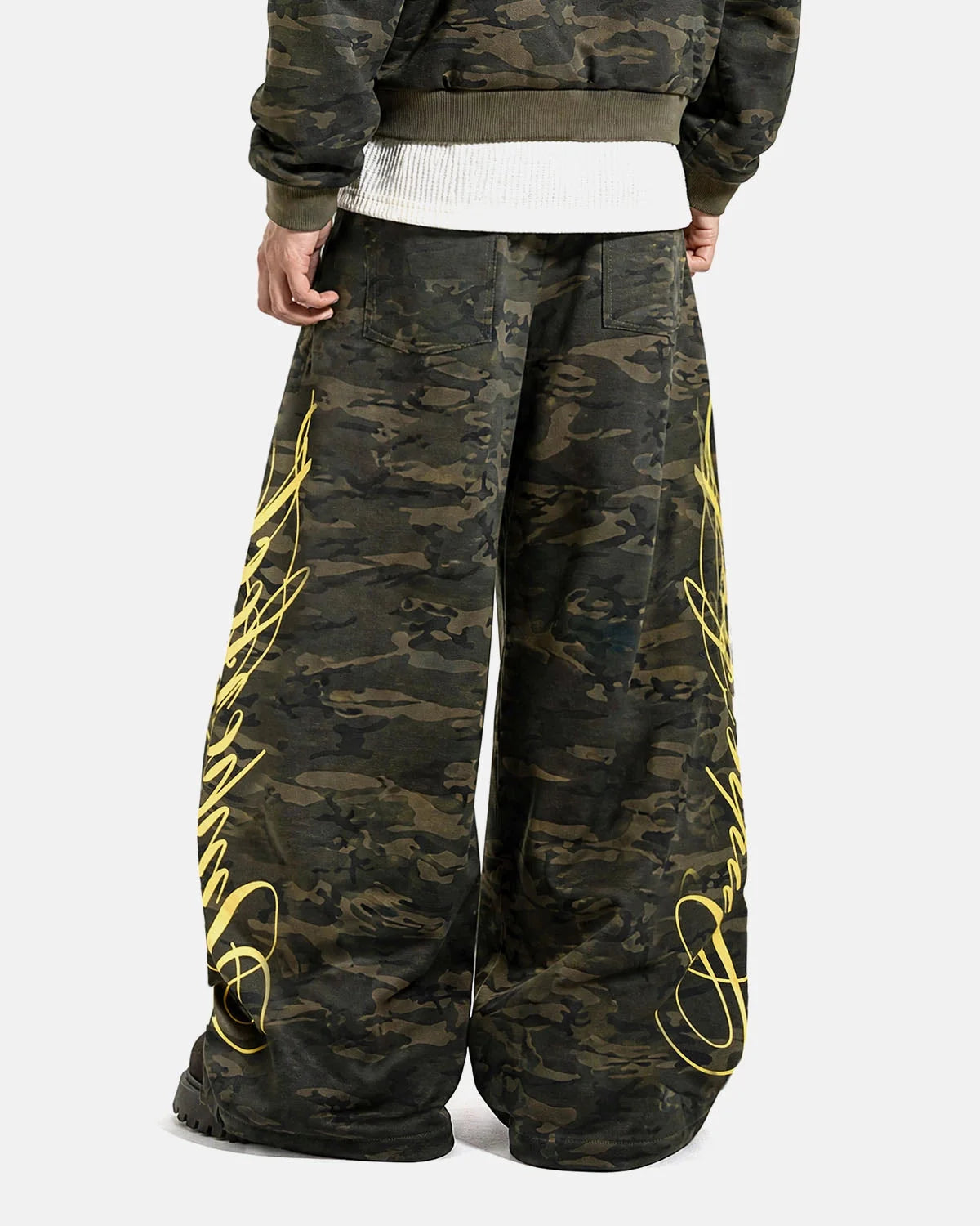 Omygoods Camo Script Wide Leg Lounge Pants