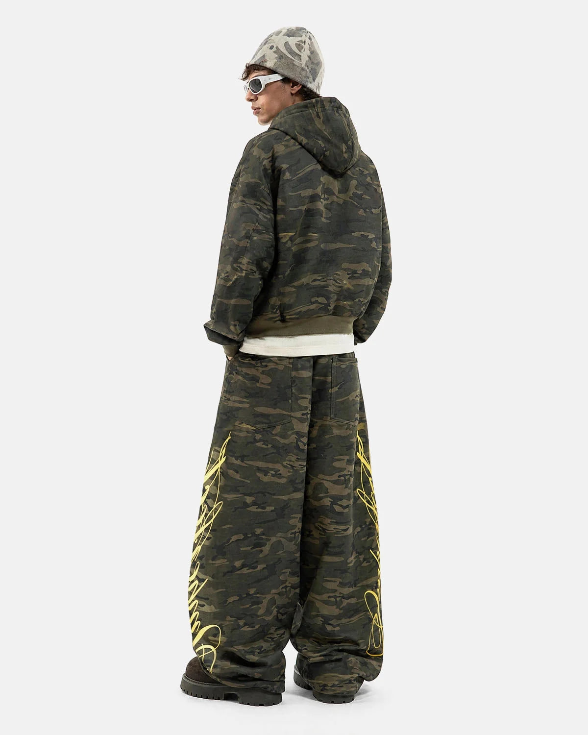 Omygoods Camo Script Wide Leg Lounge Pants