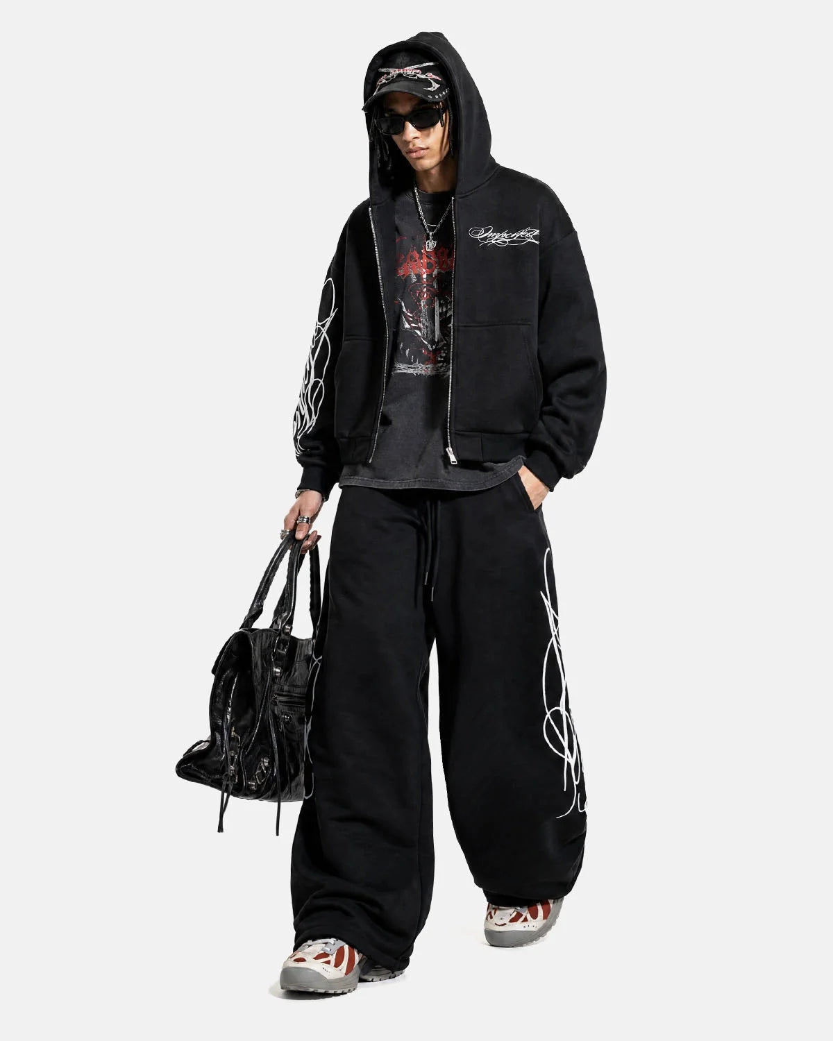 Omygoods Camo Script Wide Leg Lounge Pants