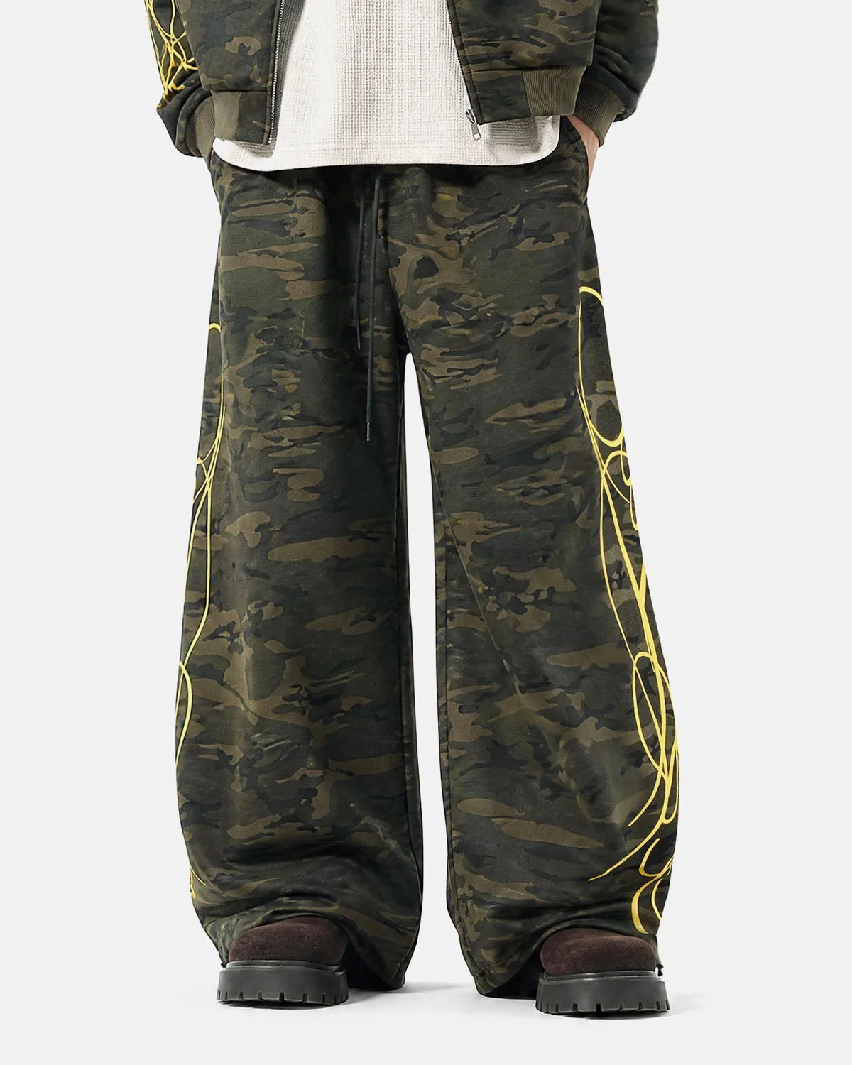 Omygoods Camo Script Wide Leg Lounge Pants