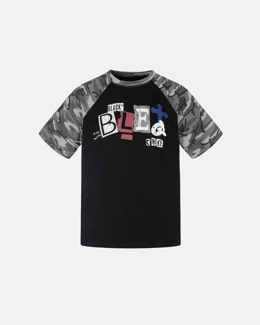Omygoods Camo Sleeve Graphic Boxy T-Shirt