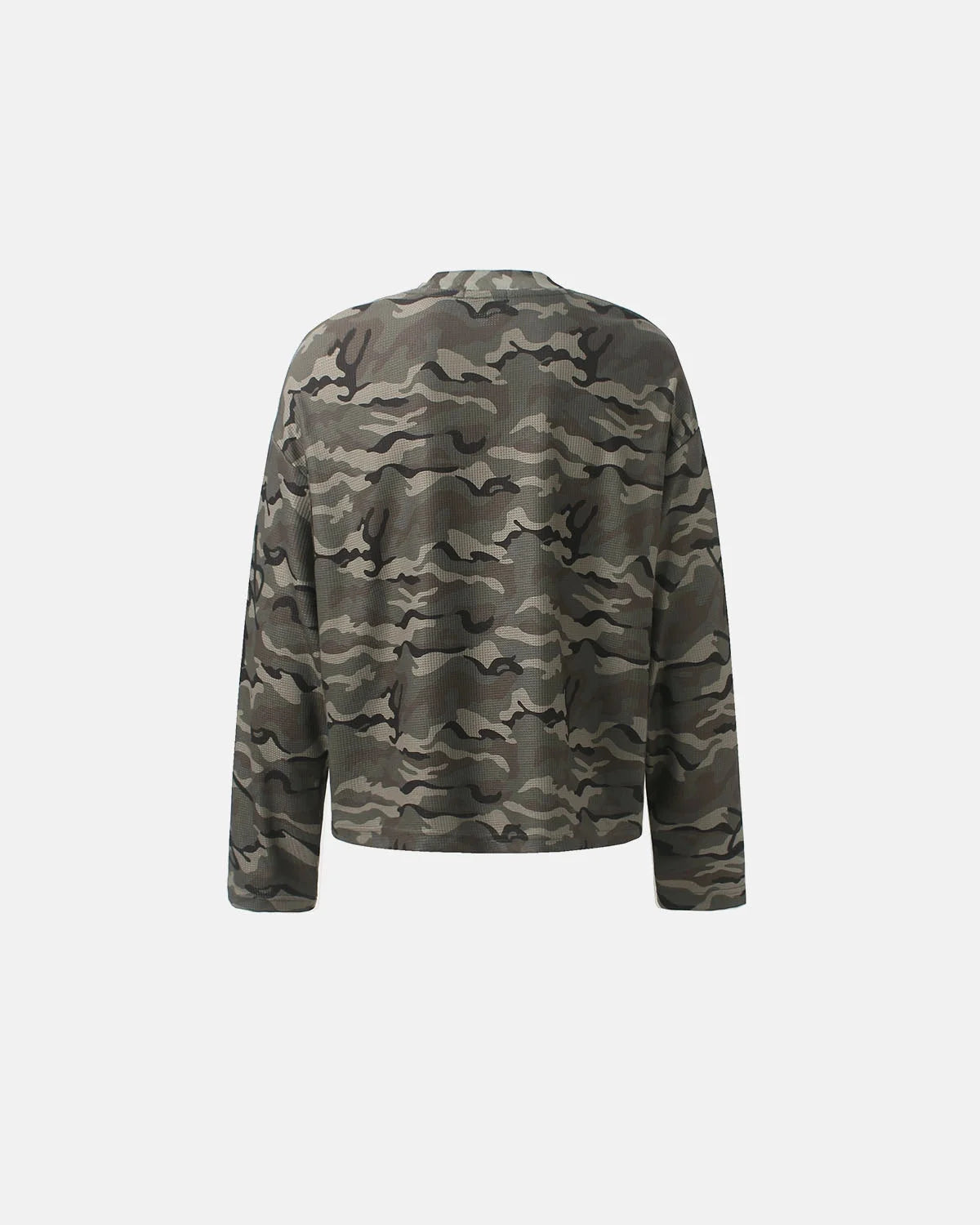 Omygoods Camo Slogan Graphic Waffle T-Shirt