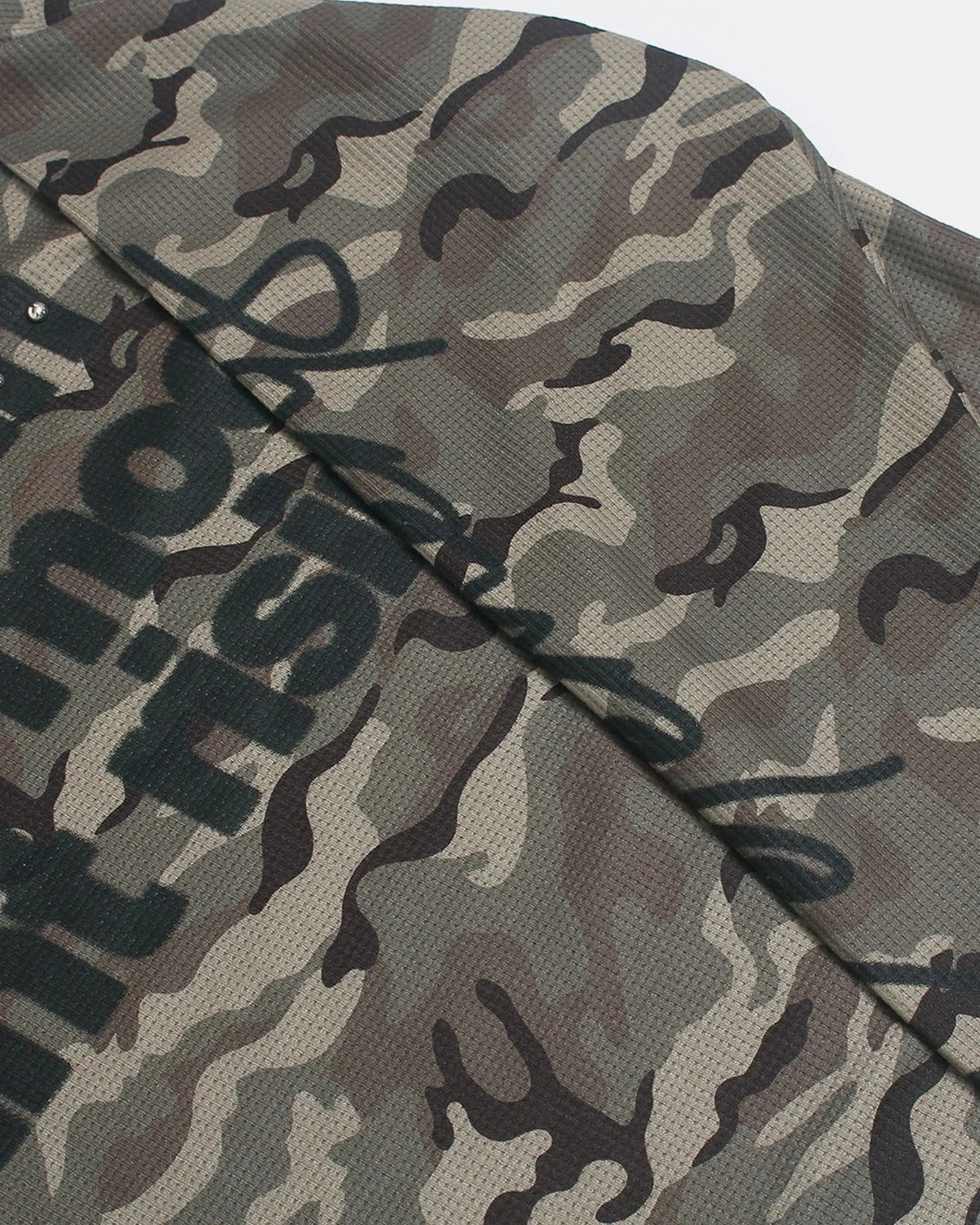 Omygoods Camo Slogan Graphic Waffle T-Shirt