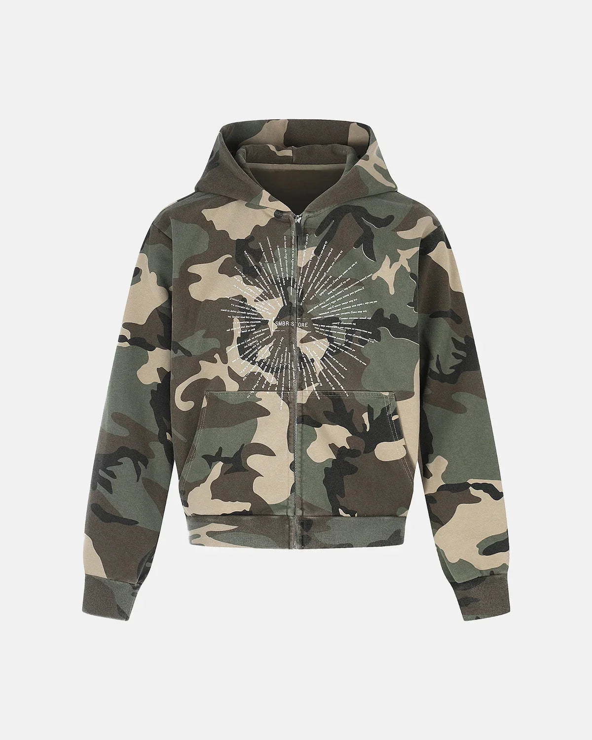 Omygoods Camo Sunburst Graphic Zip Up Hoodie