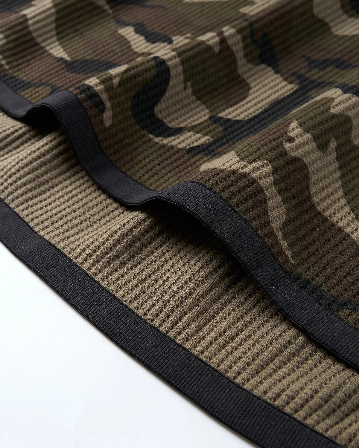 Omygoods Camo Waffle High-Neck Hoodie