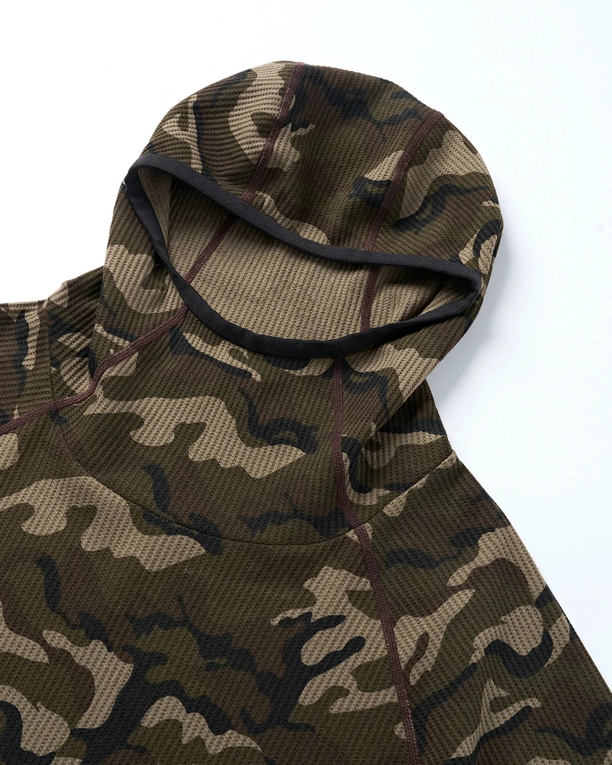 Omygoods Camo Waffle High-Neck Hoodie