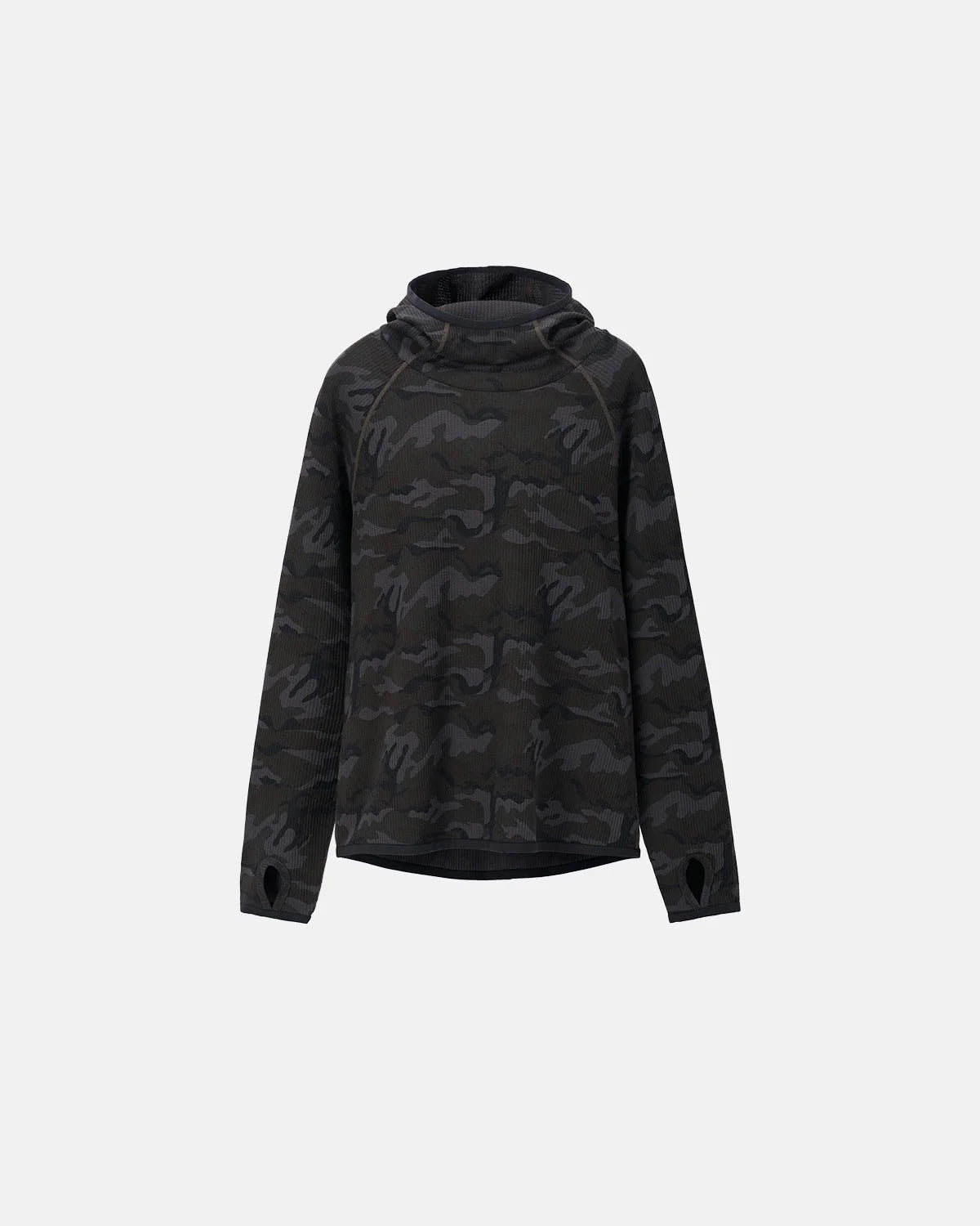 Omygoods Camo Waffle High-Neck Hoodie
