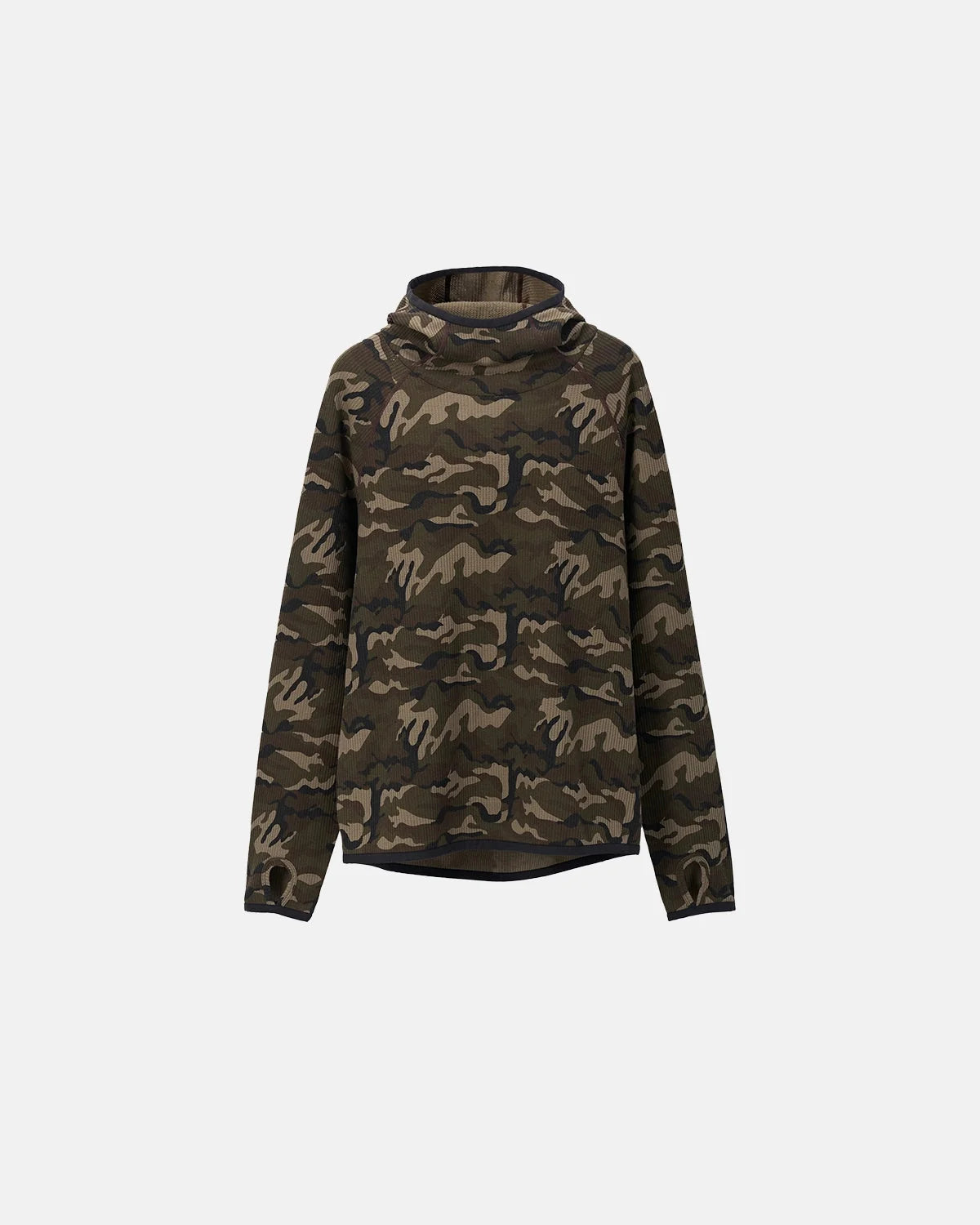 Omygoods Camo Waffle High-Neck Hoodie