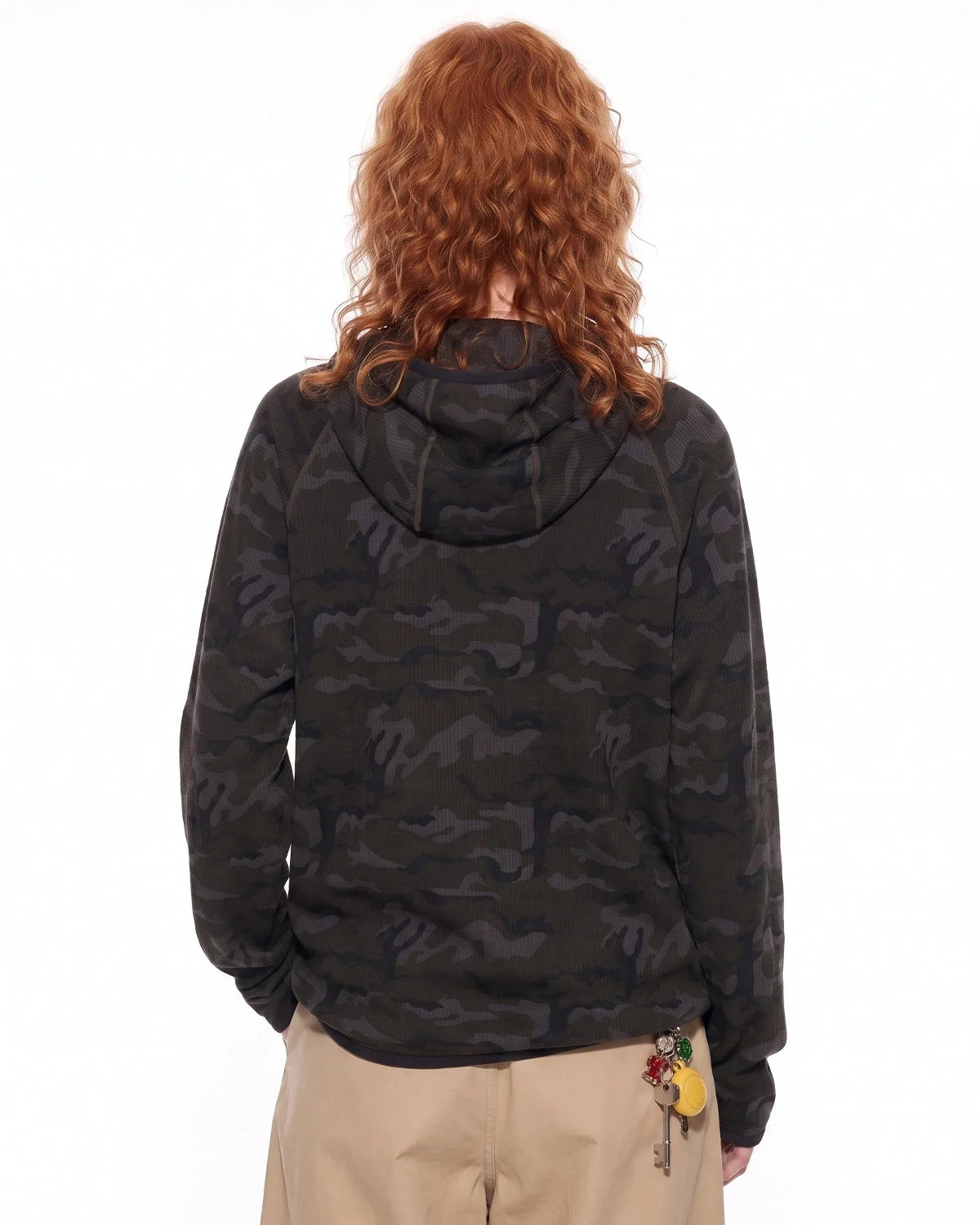 Omygoods Camo Waffle High-Neck Hoodie