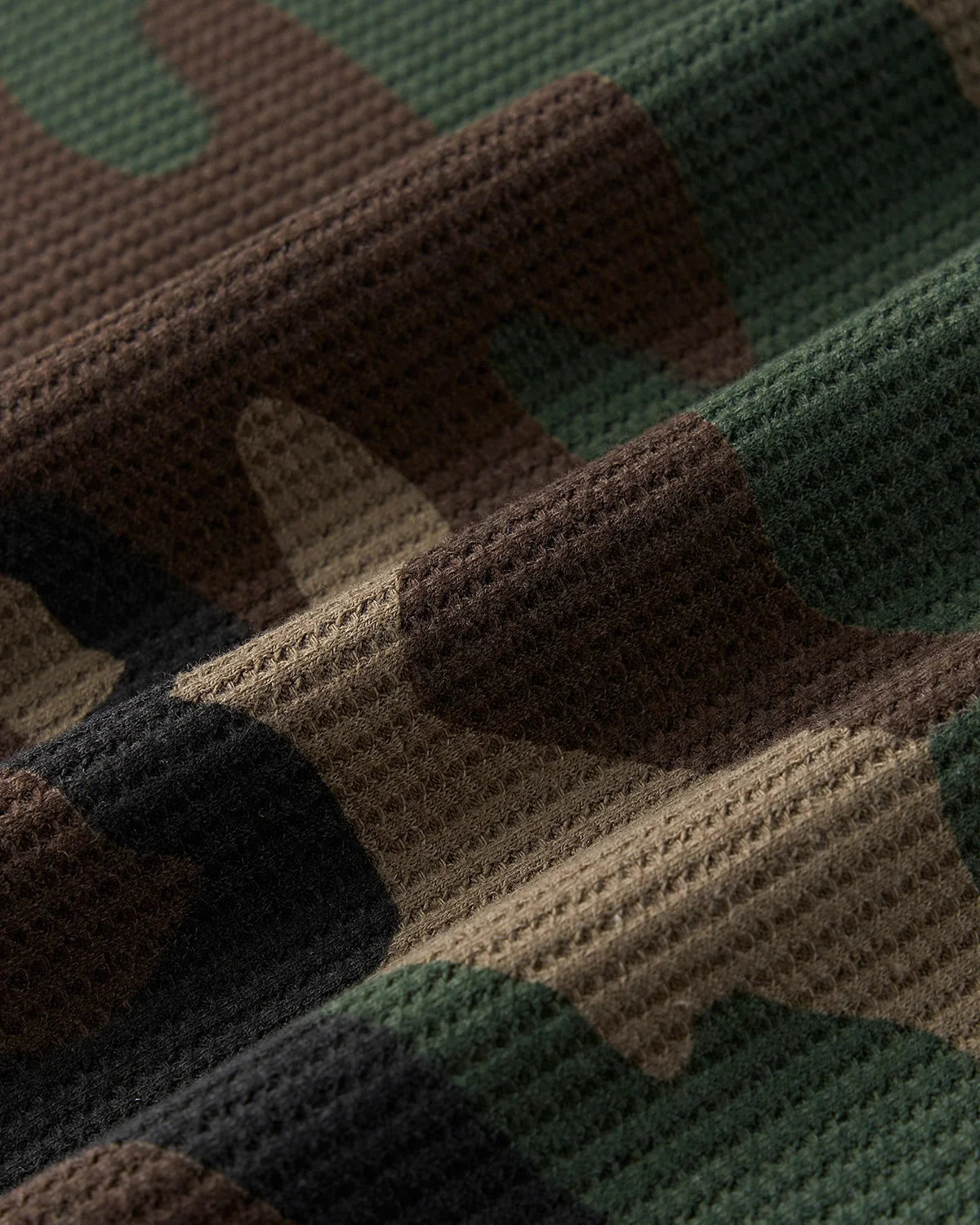 Omygoods Camo Waffle Long Sleeve T-Shirt