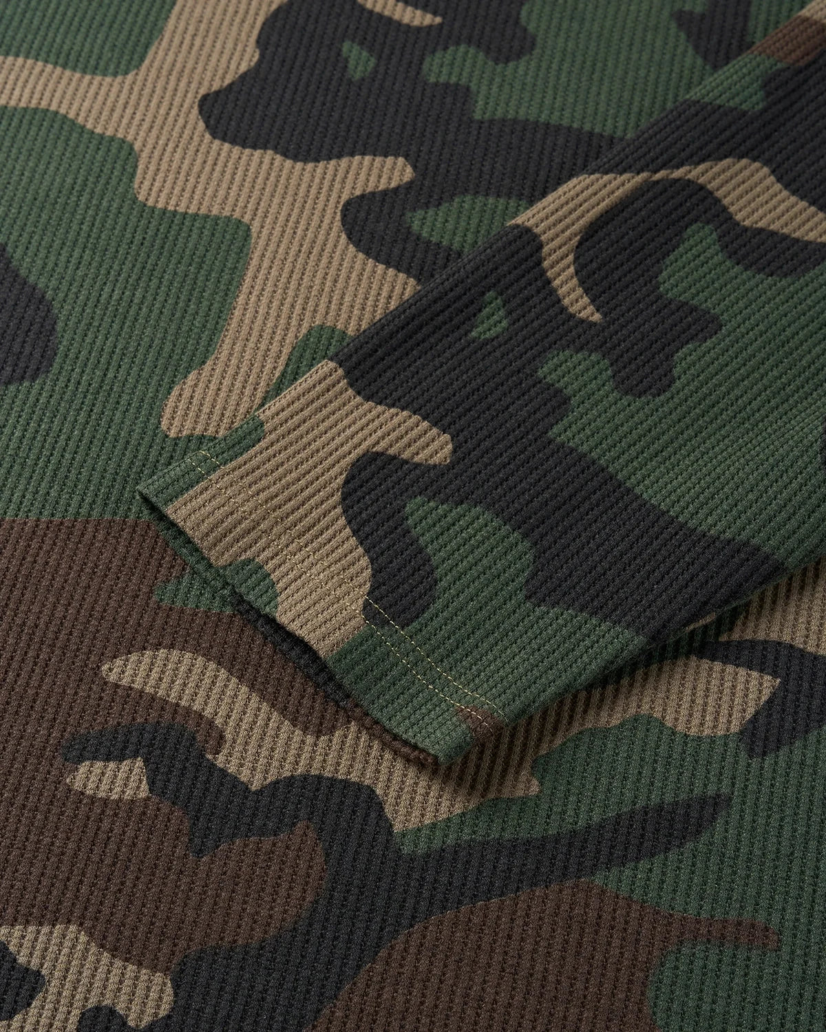 Omygoods Camo Waffle Long Sleeve T-Shirt