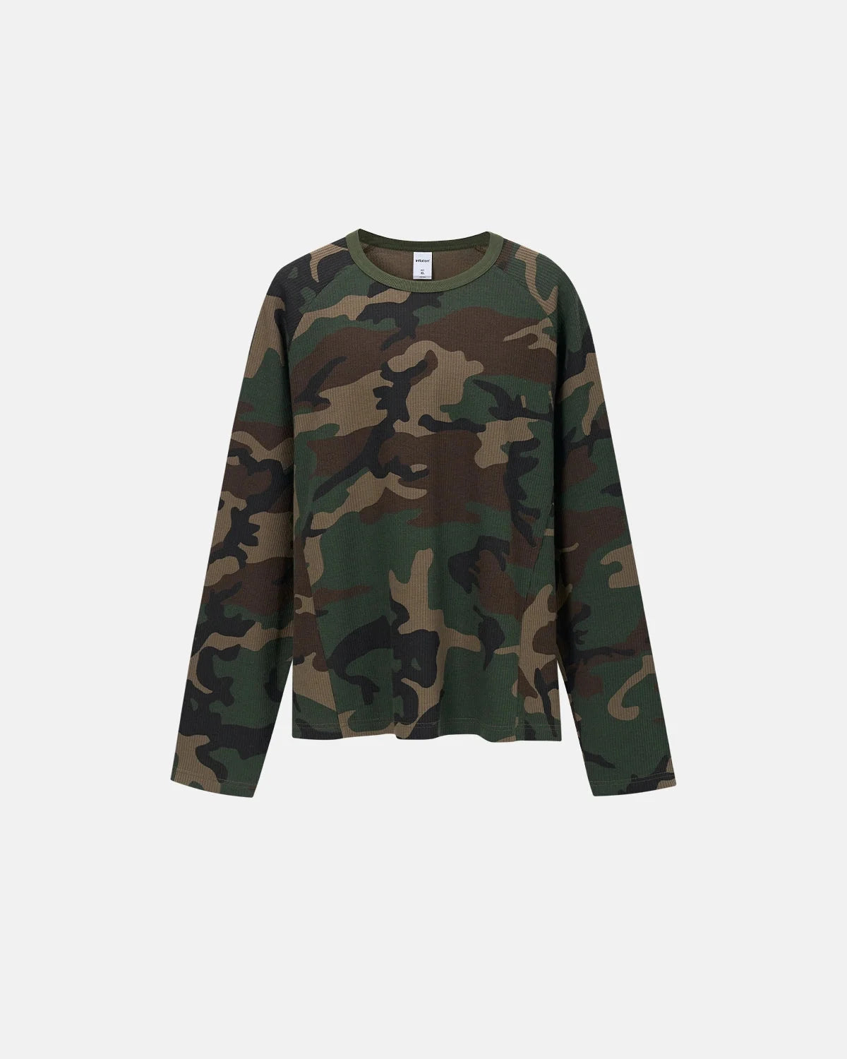 Omygoods Camo Waffle Long Sleeve T-Shirt