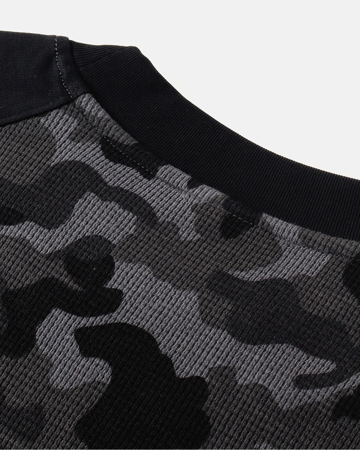 Omygoods Camo Waffle Raglan Long Sleeve T-Shirt
