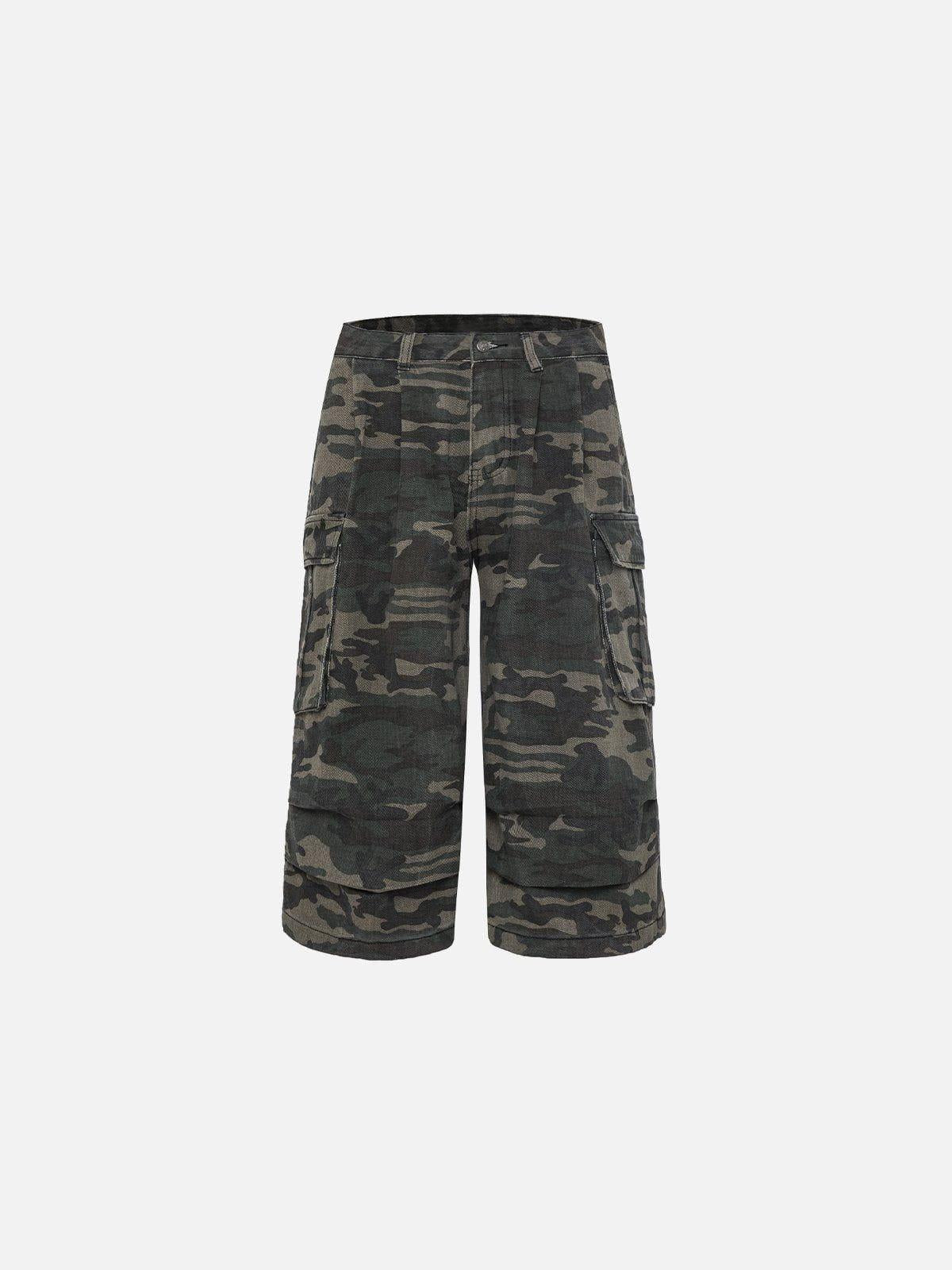 Omygoods Camouflage Wrinkle Longline Jorts