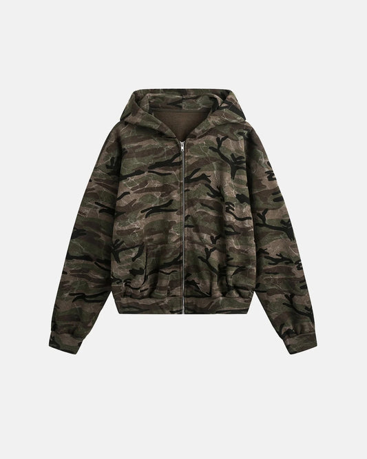 Omygoods Camouflage Zip Up Jacket