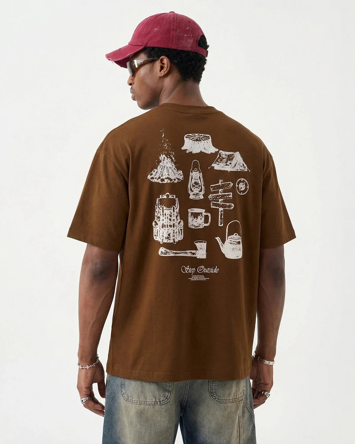 Omygoods Camping Graphic Cotton Tee