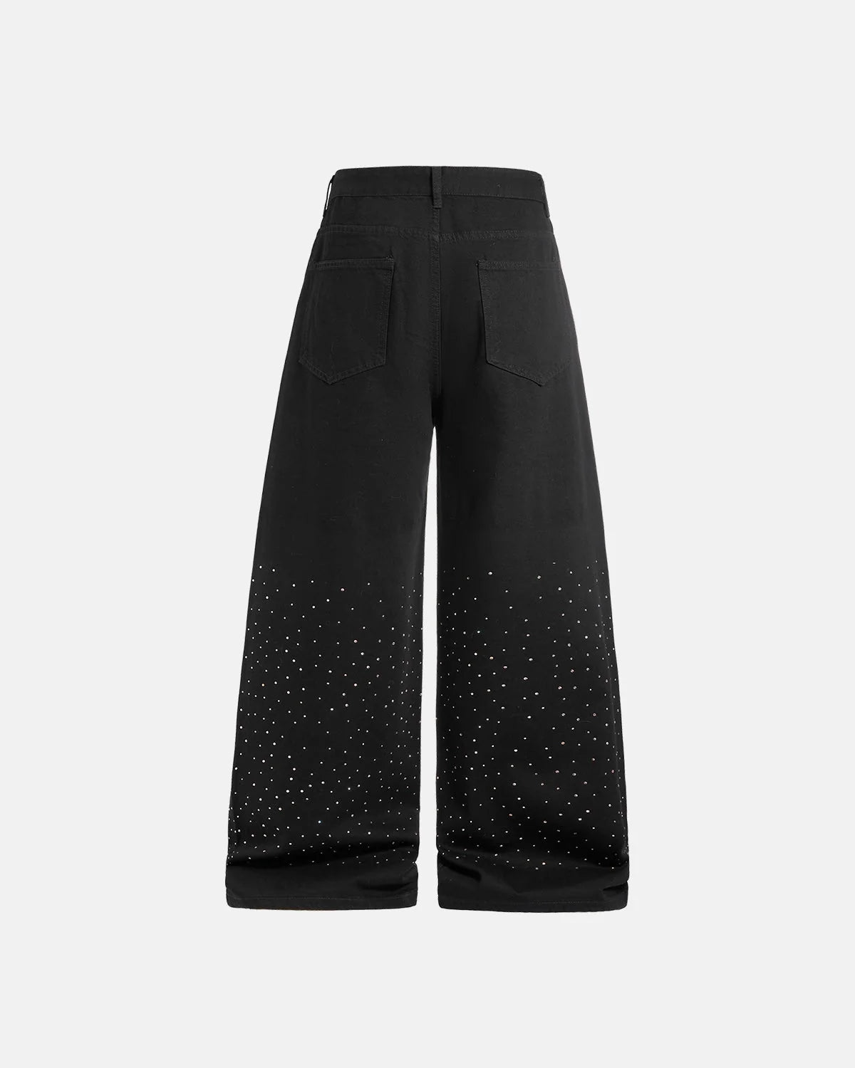Omygoods Chill Wide Leg Rhinestone Denim Pants