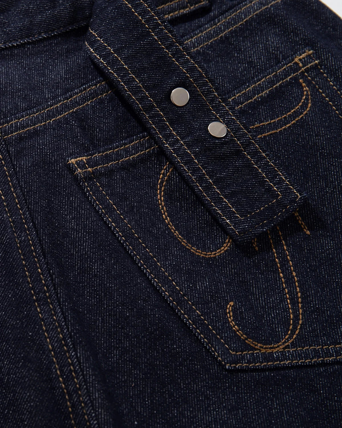 Omygoods Cinch Back Baggy Denim Jorts