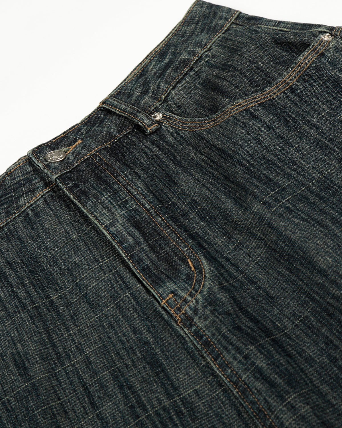 Omygoods Cinch Back Bamboo Weave Jeans