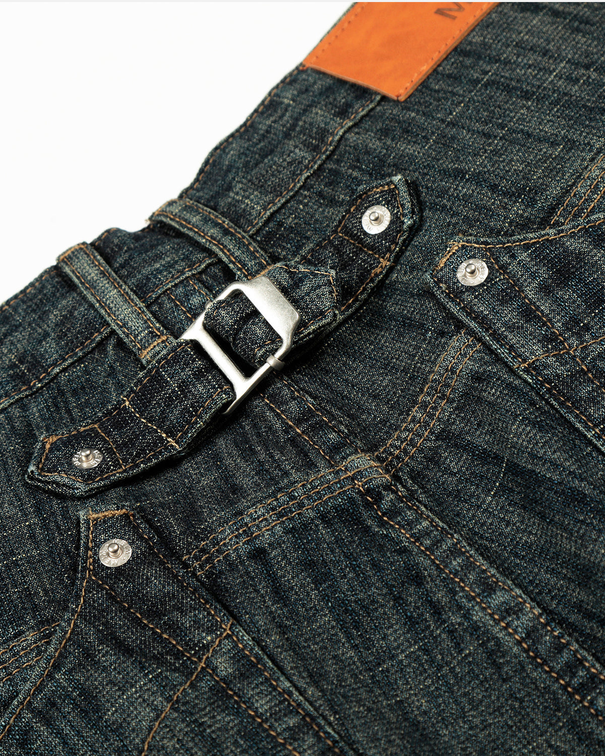 Omygoods Cinch Back Bamboo Weave Jeans