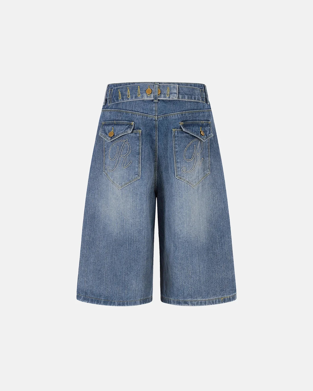 Omygoods Cinch Back Bamboo Weave Long Jorts