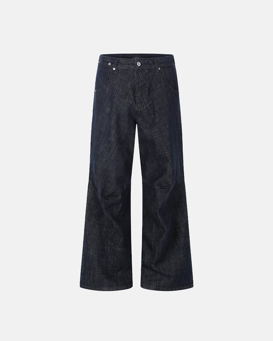 Omygoods Cinch Back Raw Baggy Jeans