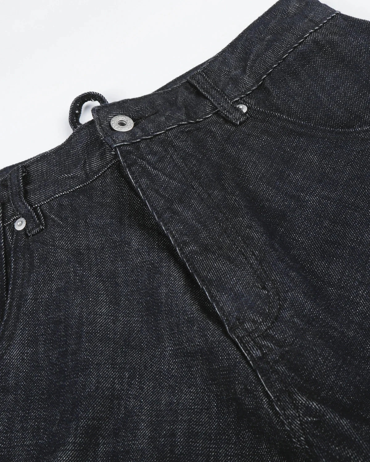 Omygoods Cinch Back Raw Baggy Jeans