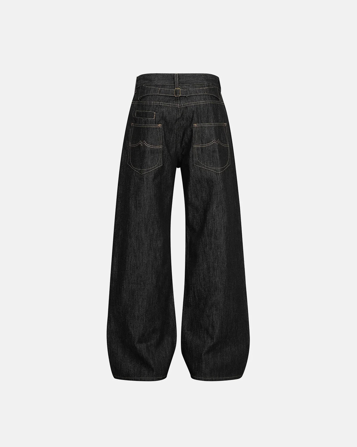 Omygoods Cinch Back Raw Wide Leg Baggy Jeans