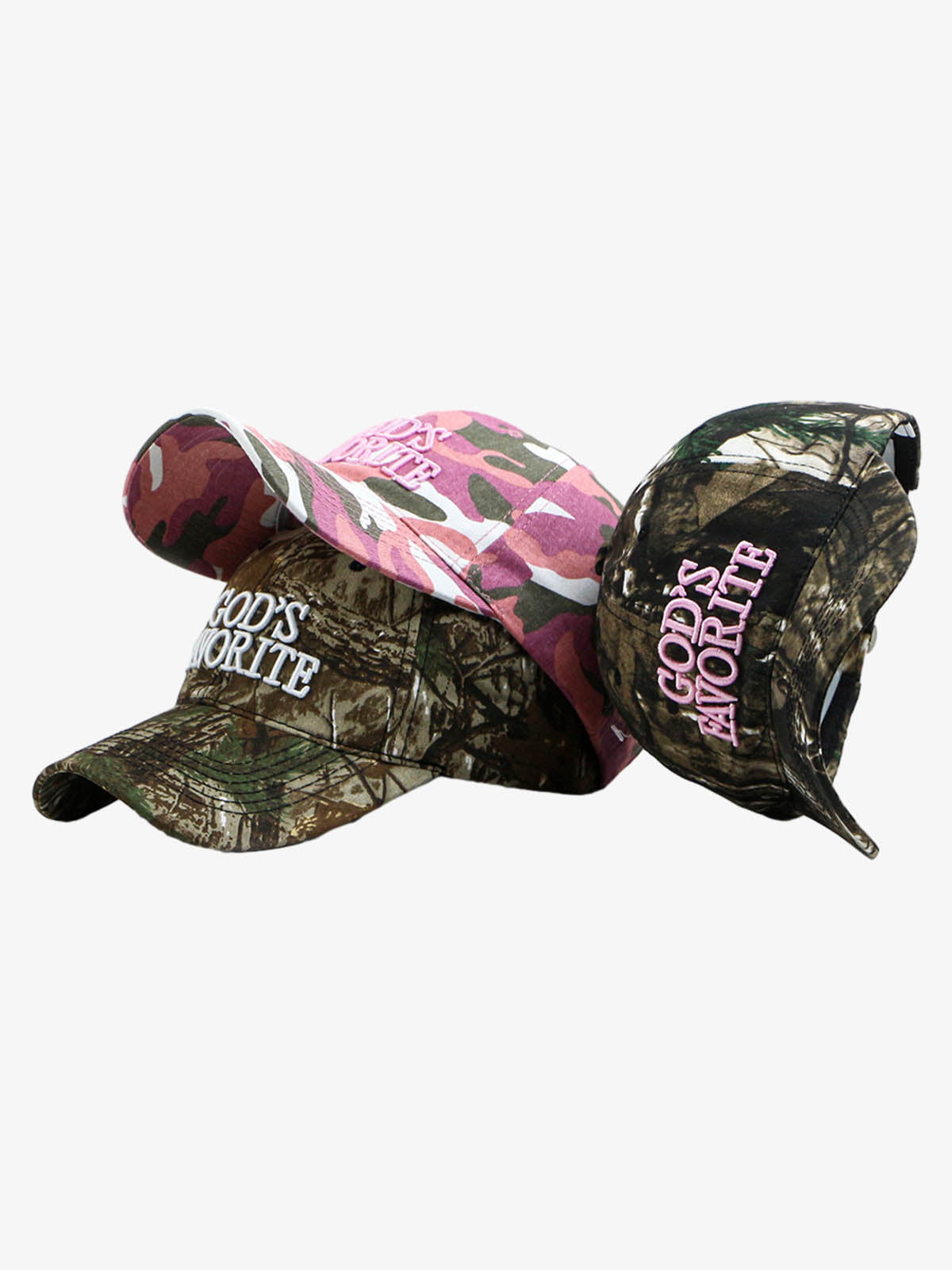 Omygoods Classic Camo “God’s Favorite” Embroidery Curved Brim Baseball Cap