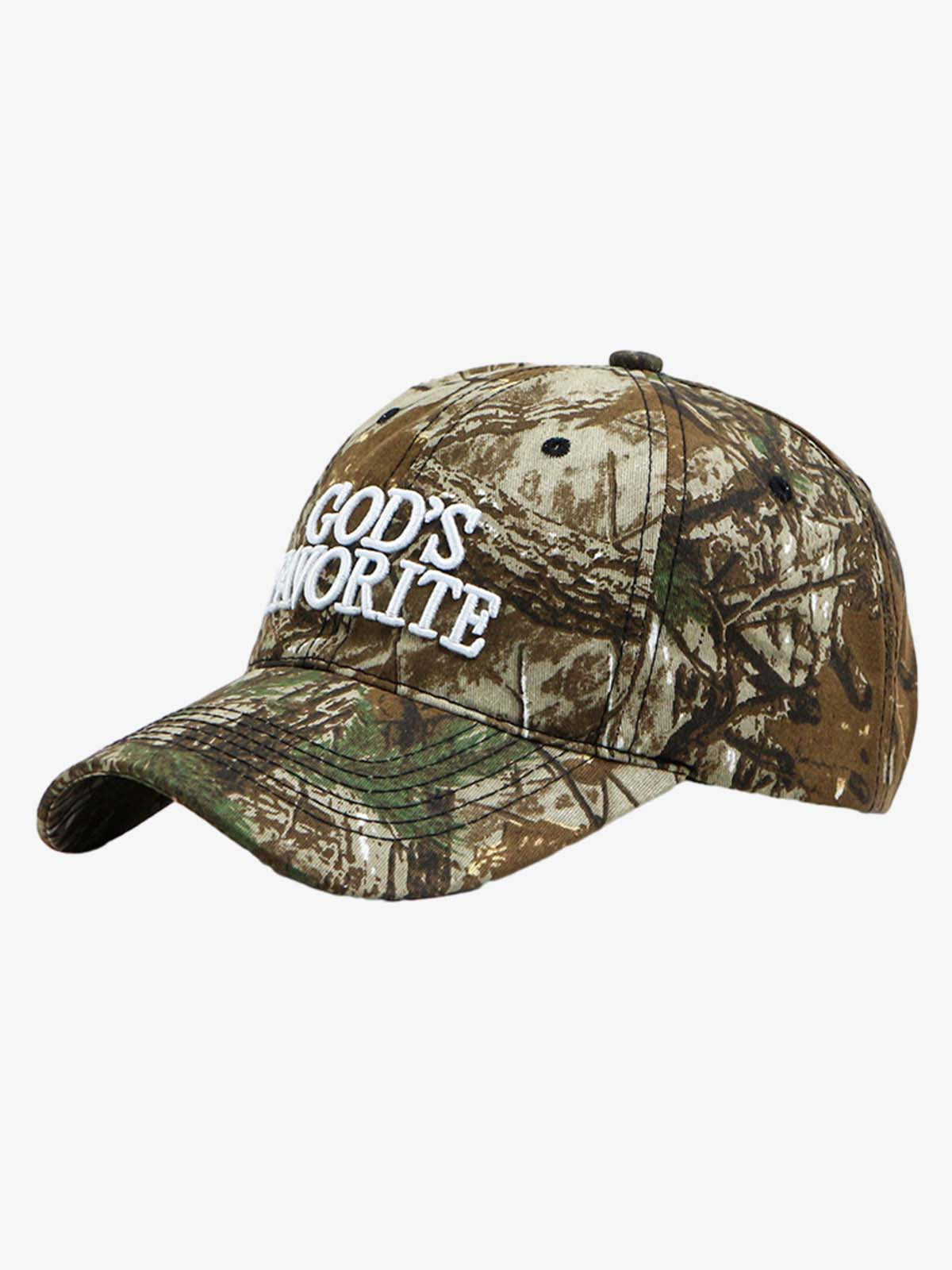 Omygoods Classic Camo “God’s Favorite” Embroidery Curved Brim Baseball Cap