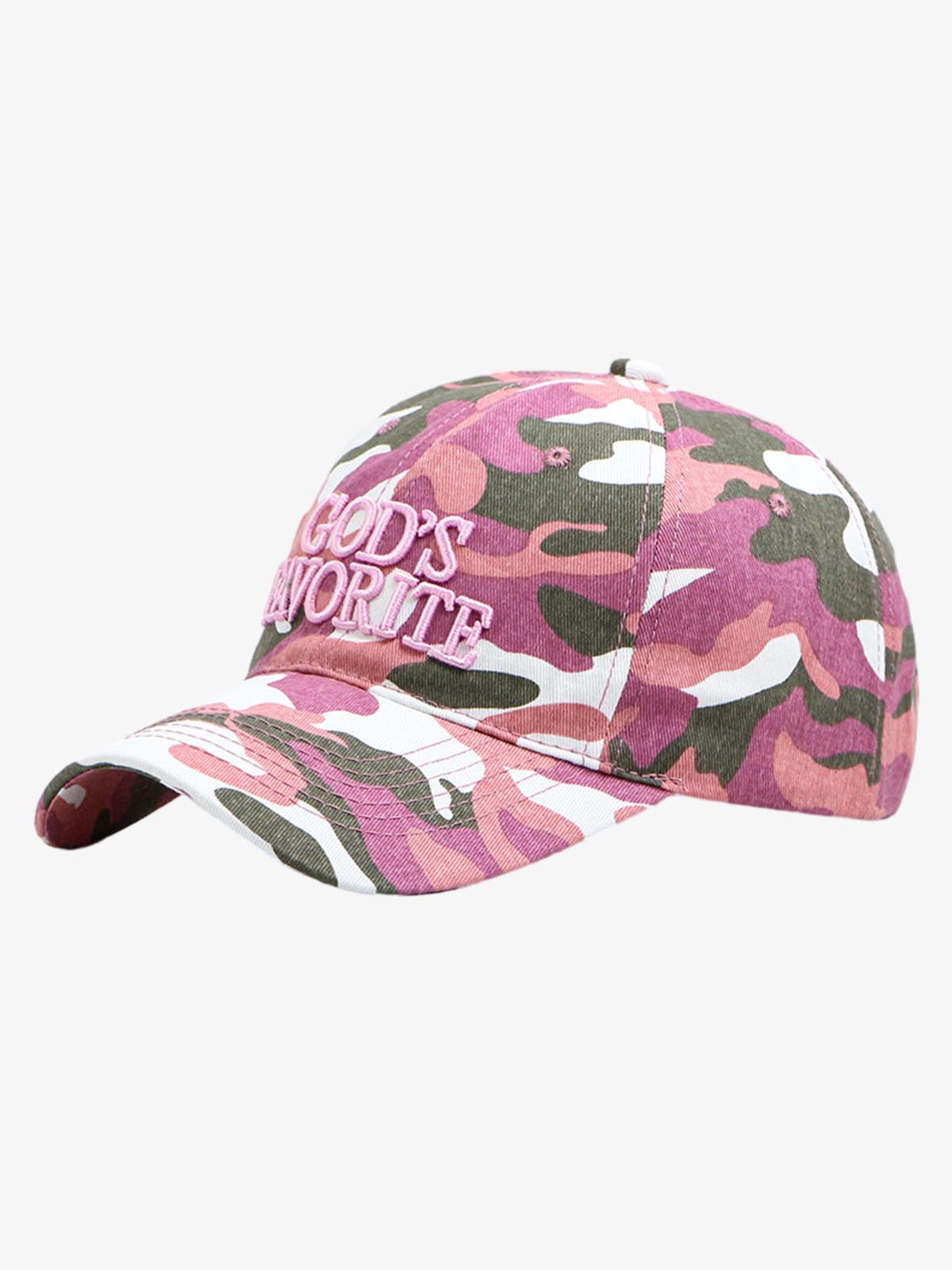 Omygoods Classic Camo “God’s Favorite” Embroidery Curved Brim Baseball Cap