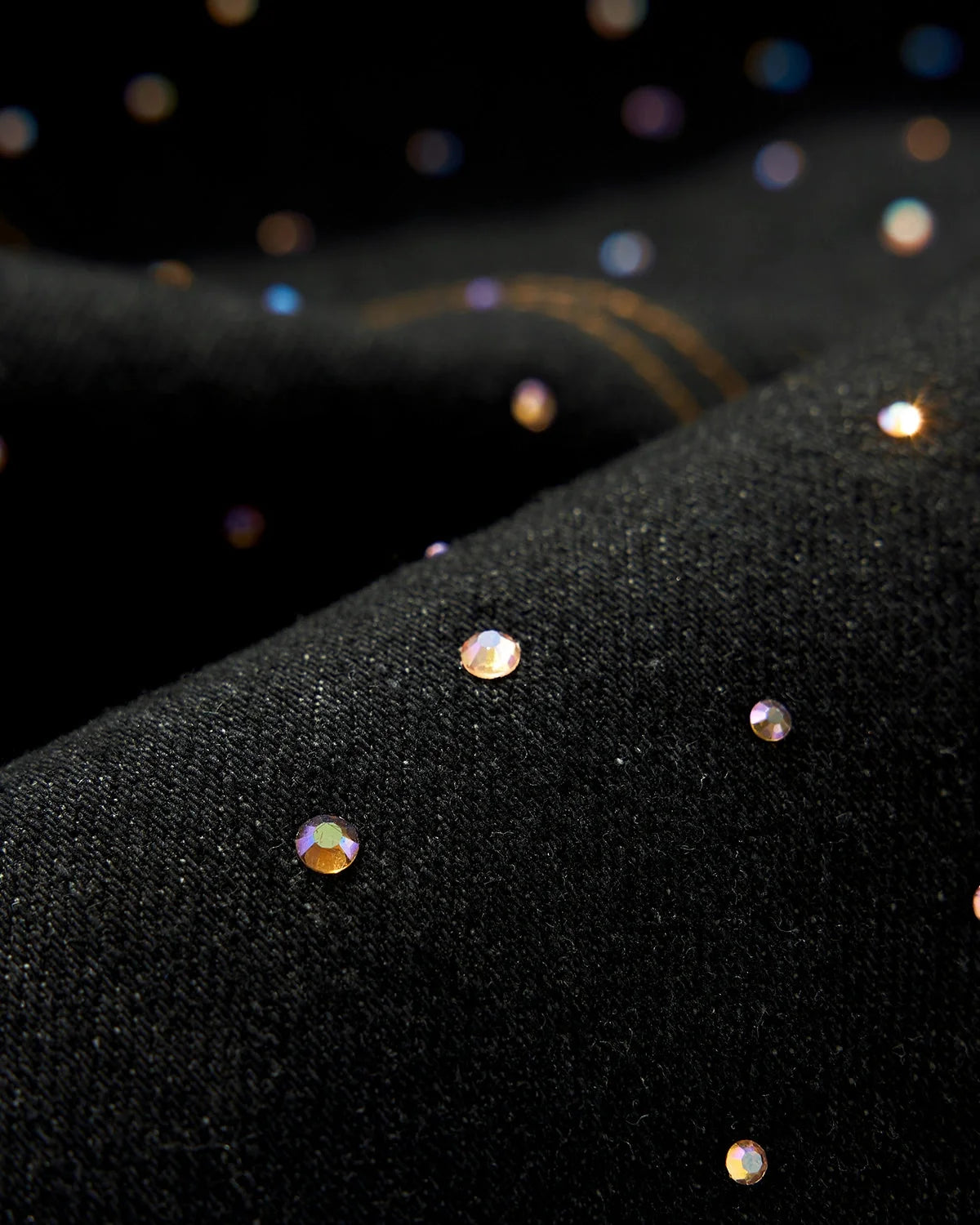 Omygoods Colorful Rhinestone Raw Barrel Jeans