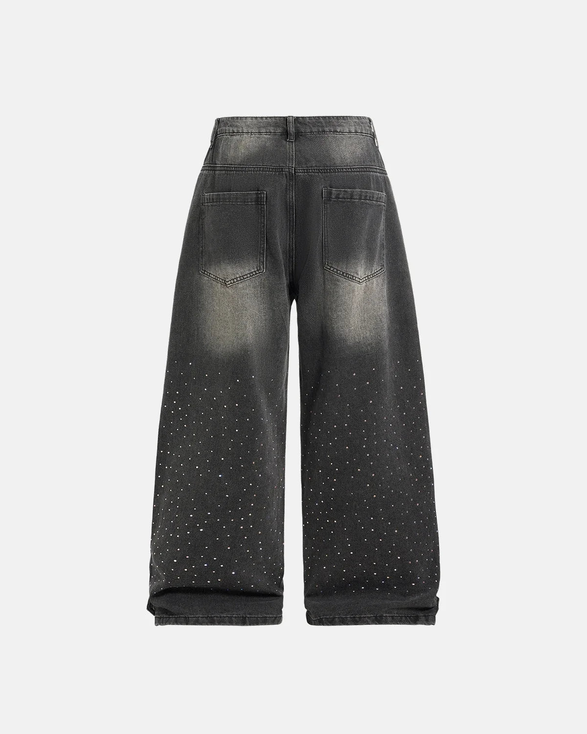 Omygoods Colorful Rhinestone Wash Baggy Jeans