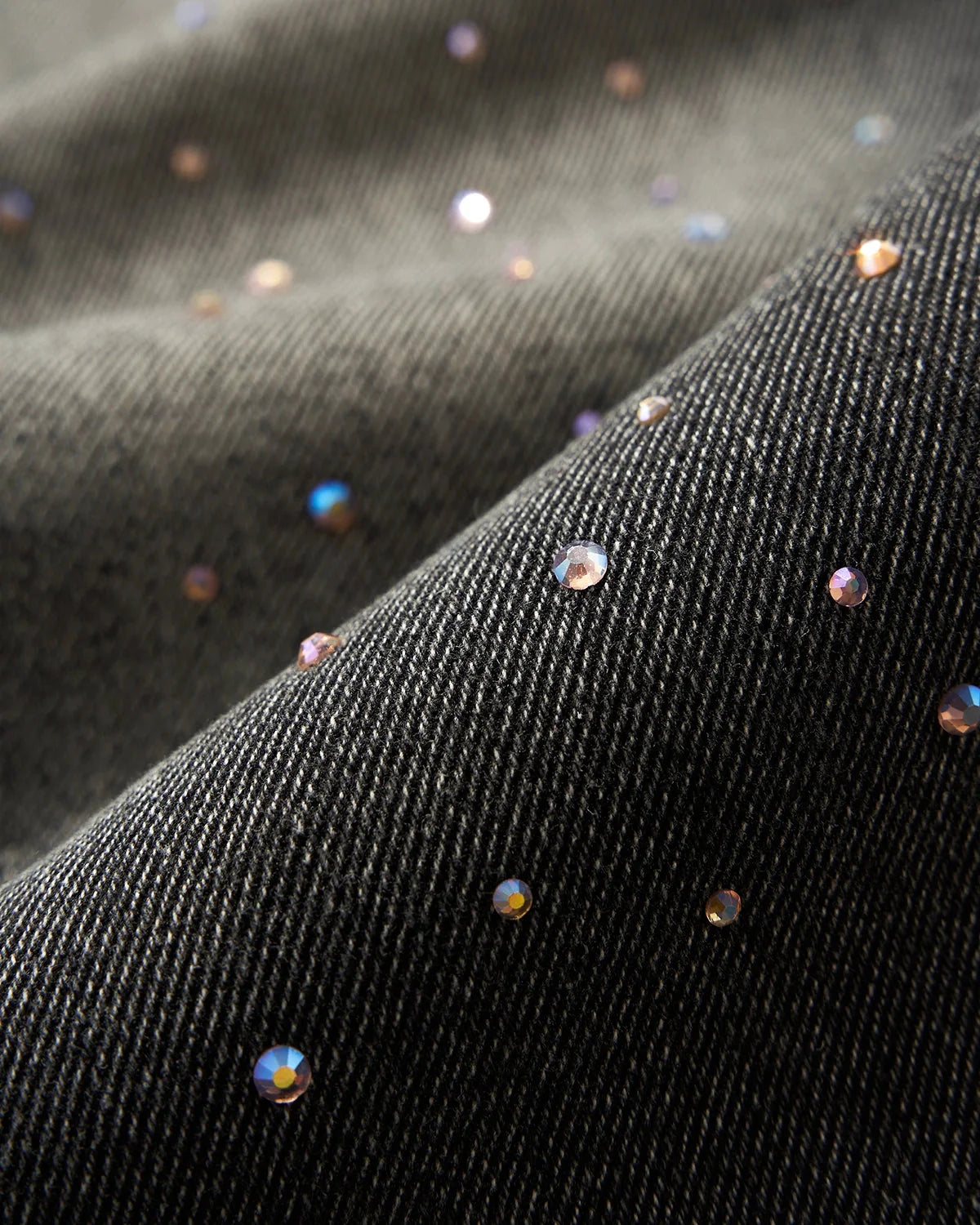 Omygoods Colorful Rhinestone Wash Baggy Jeans