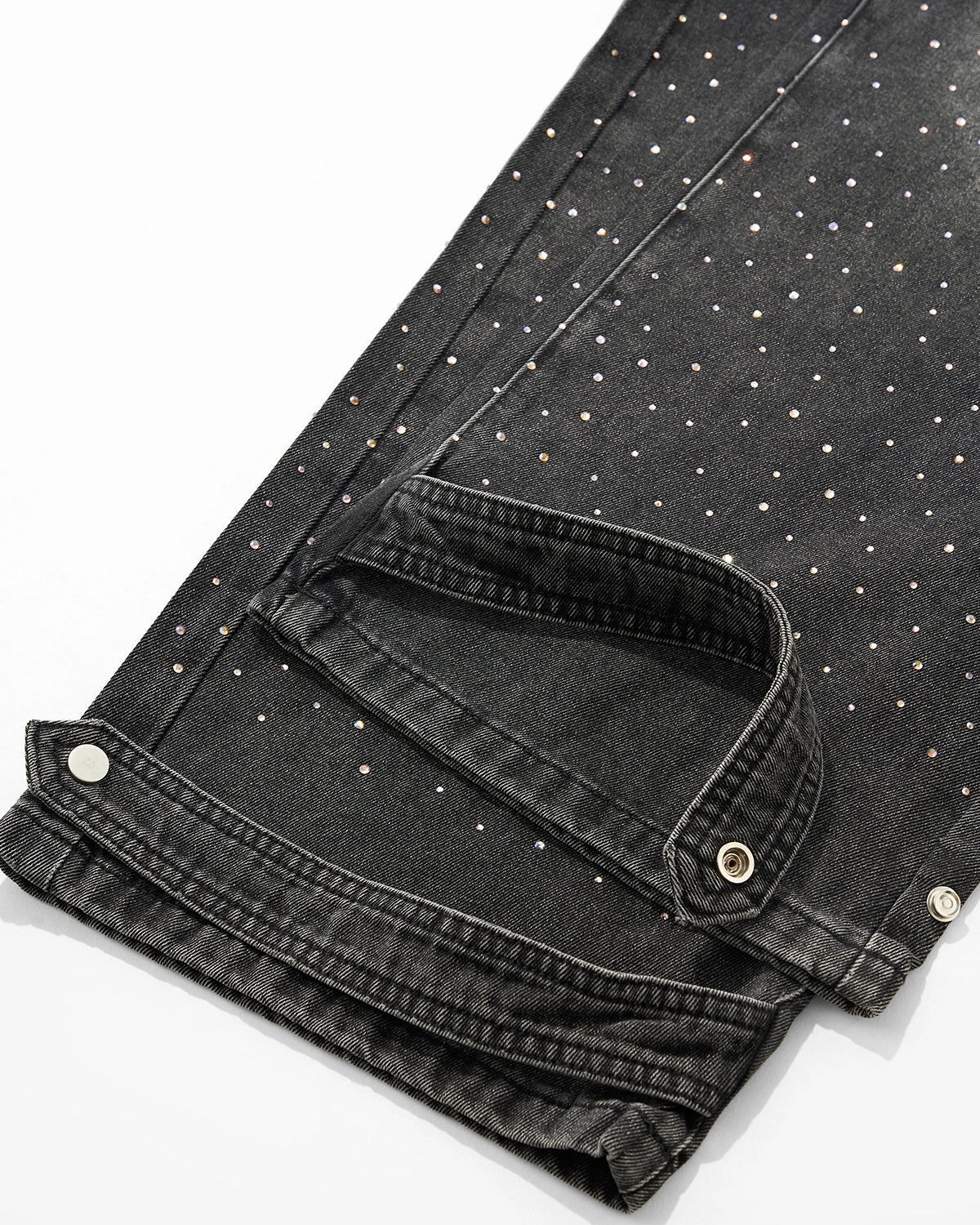 Omygoods Colorful Rhinestone Wash Baggy Jeans