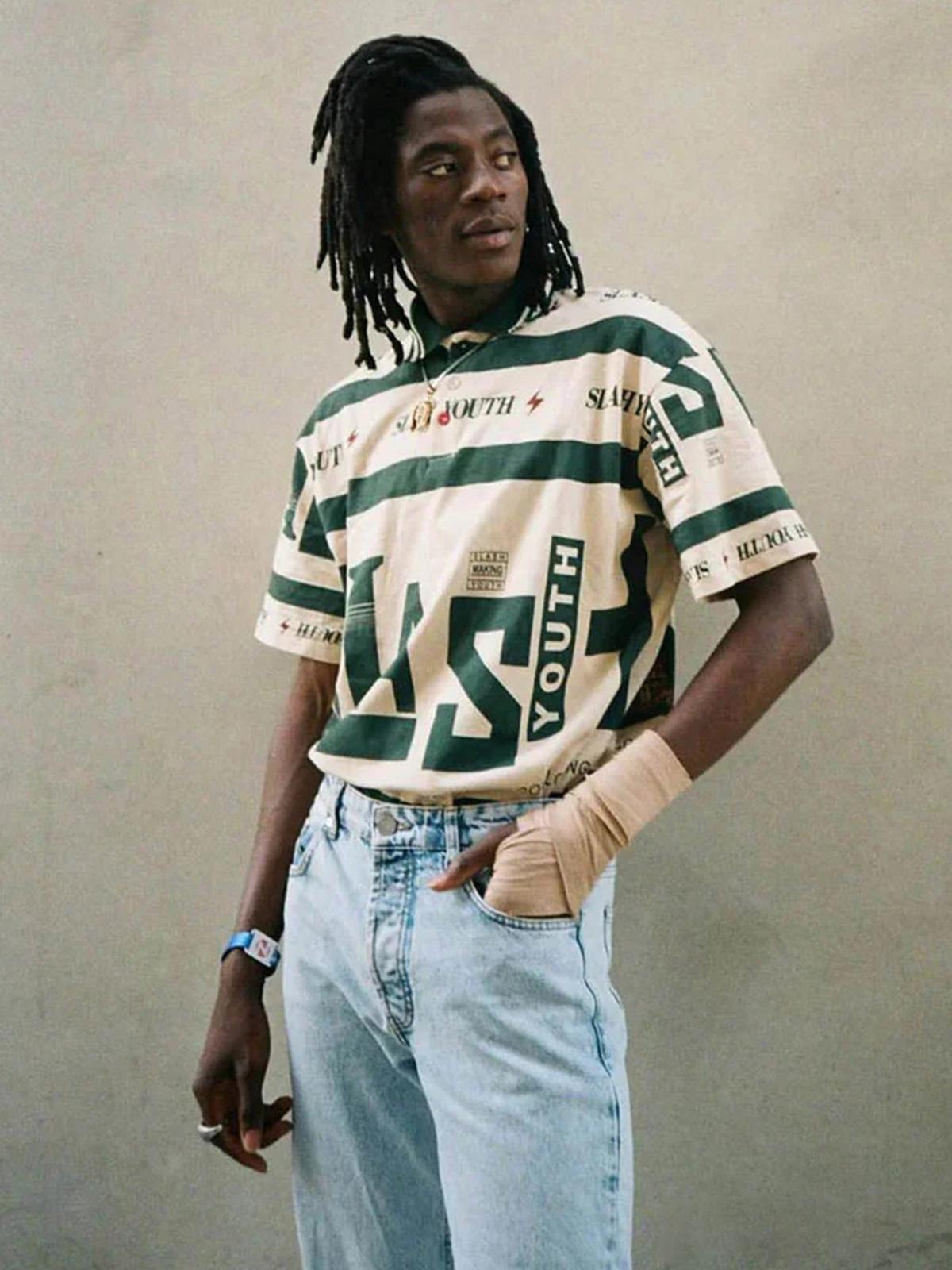 Omygoods Contrast Color Slash Polo Shirt