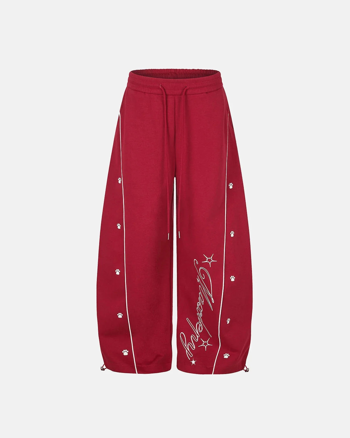 Omygoods Contrast Piping Graphic Barrel Sweatpants