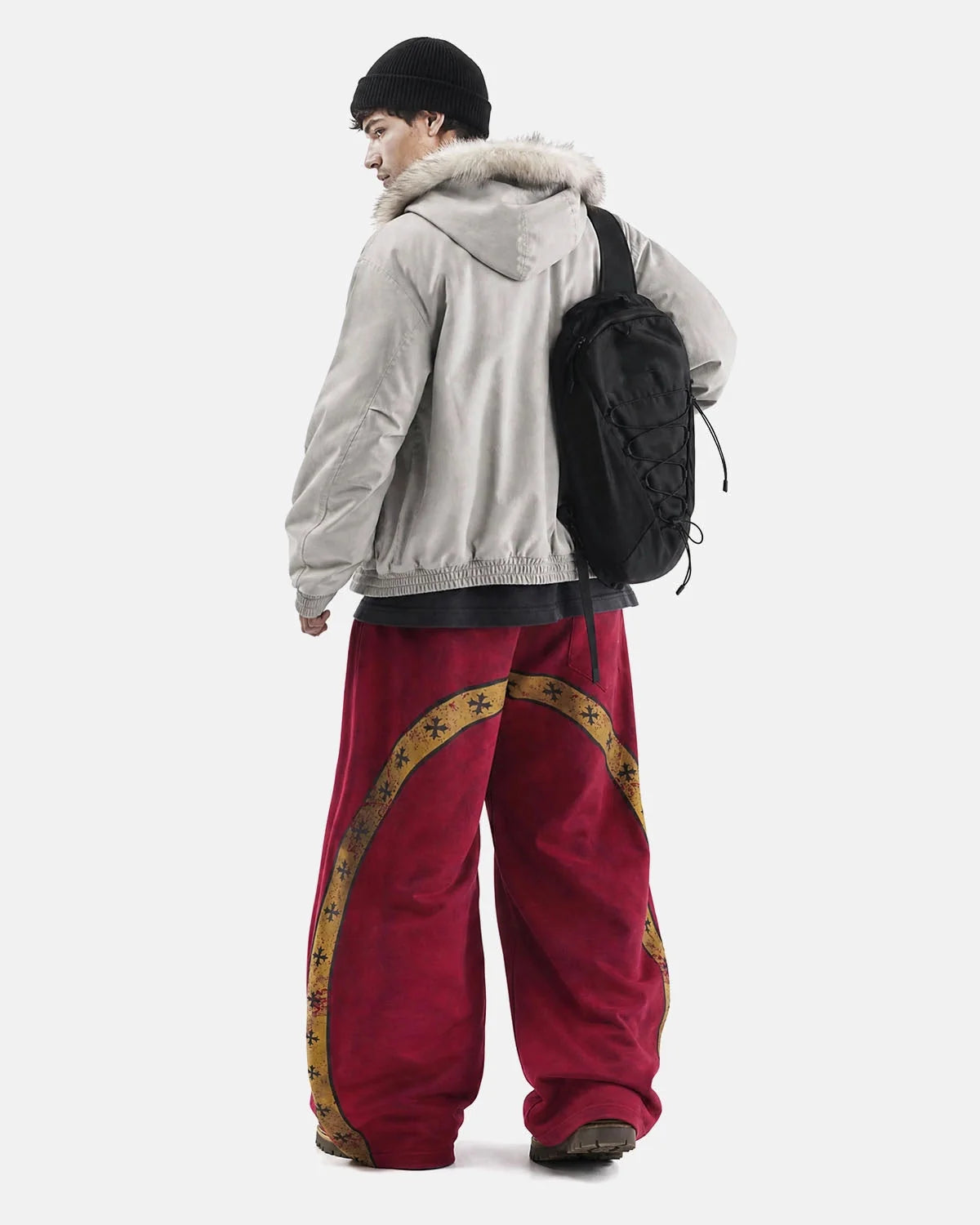Omygoods Contrast Star Stripe Barrel Sweatpants