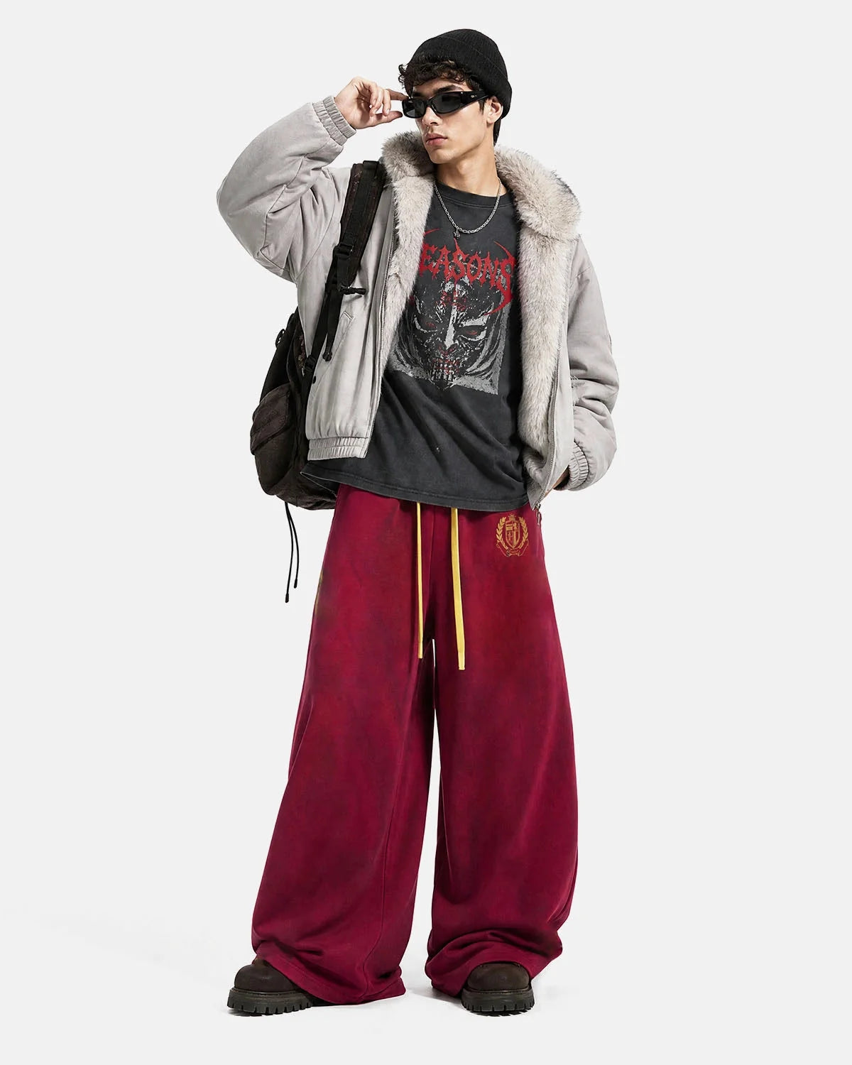 Omygoods Contrast Star Stripe Barrel Sweatpants