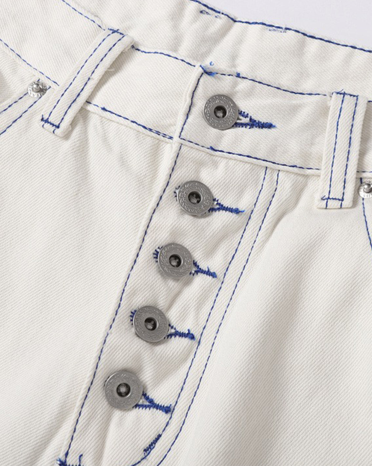 Omygoods Contrast Stitch Baggy Jeans