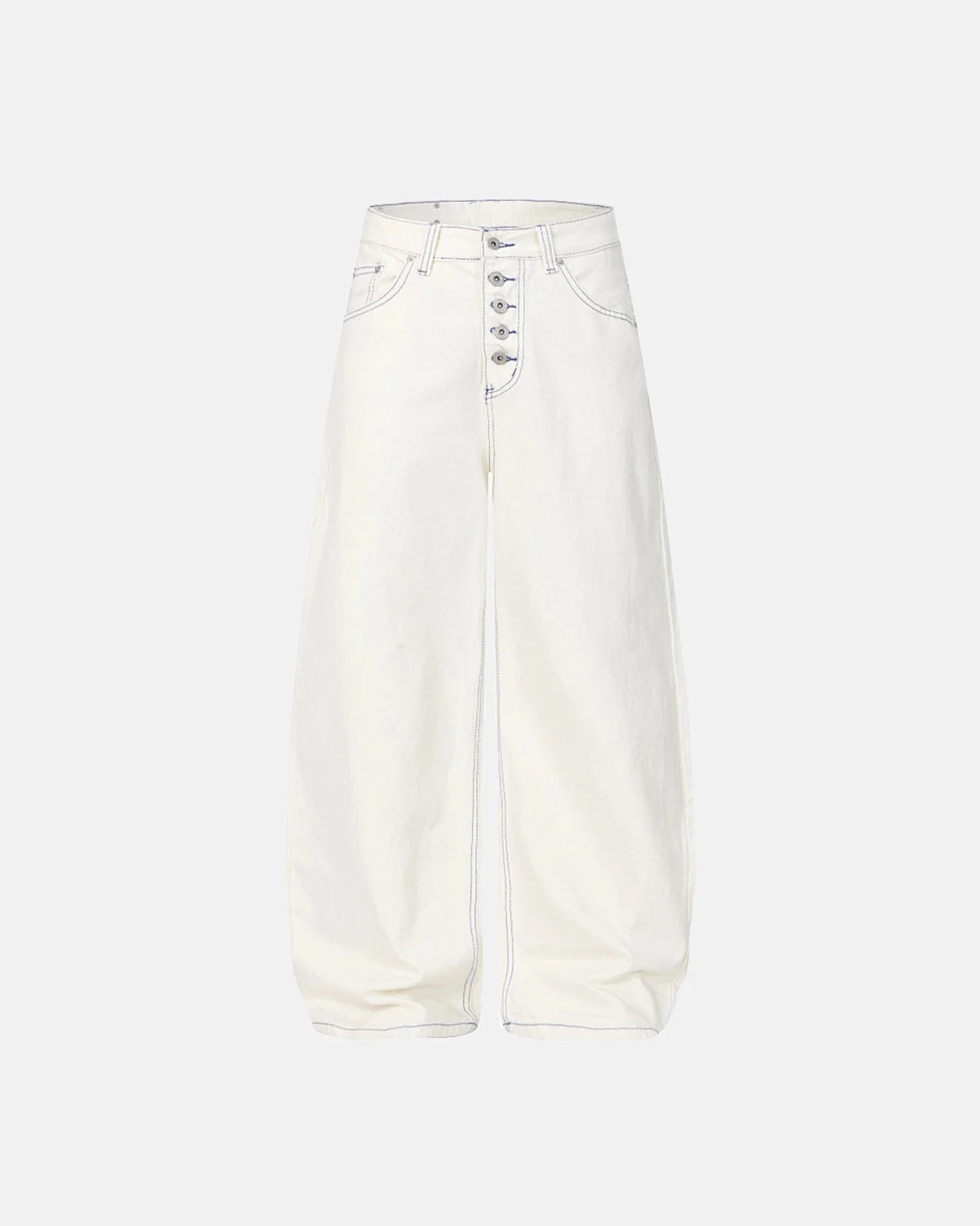 Omygoods Contrast Stitch Baggy Jeans