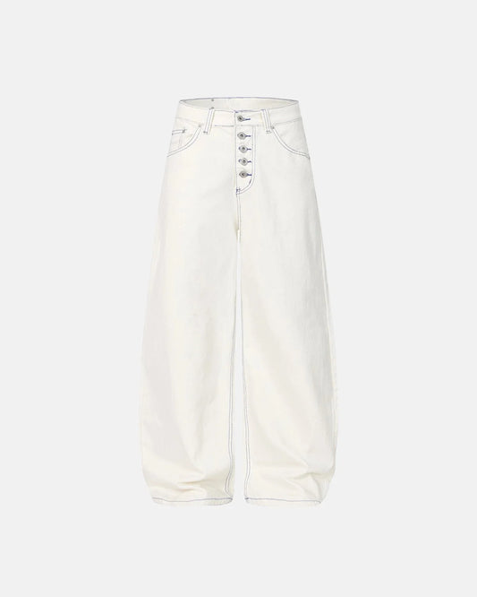 Omygoods Contrast Stitch Baggy Jeans