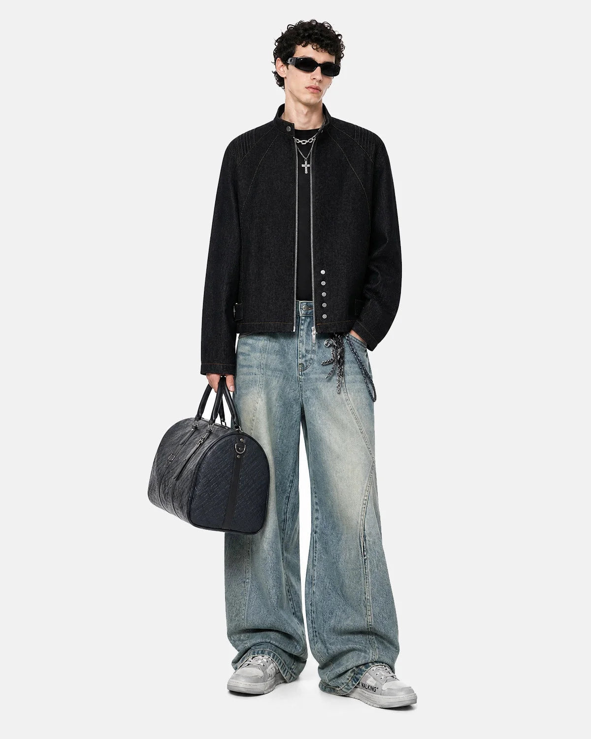 Omygoods Contrast Stitch Denim Jacket