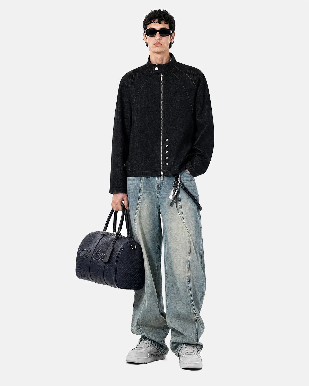 Omygoods Contrast Stitch Denim Jacket